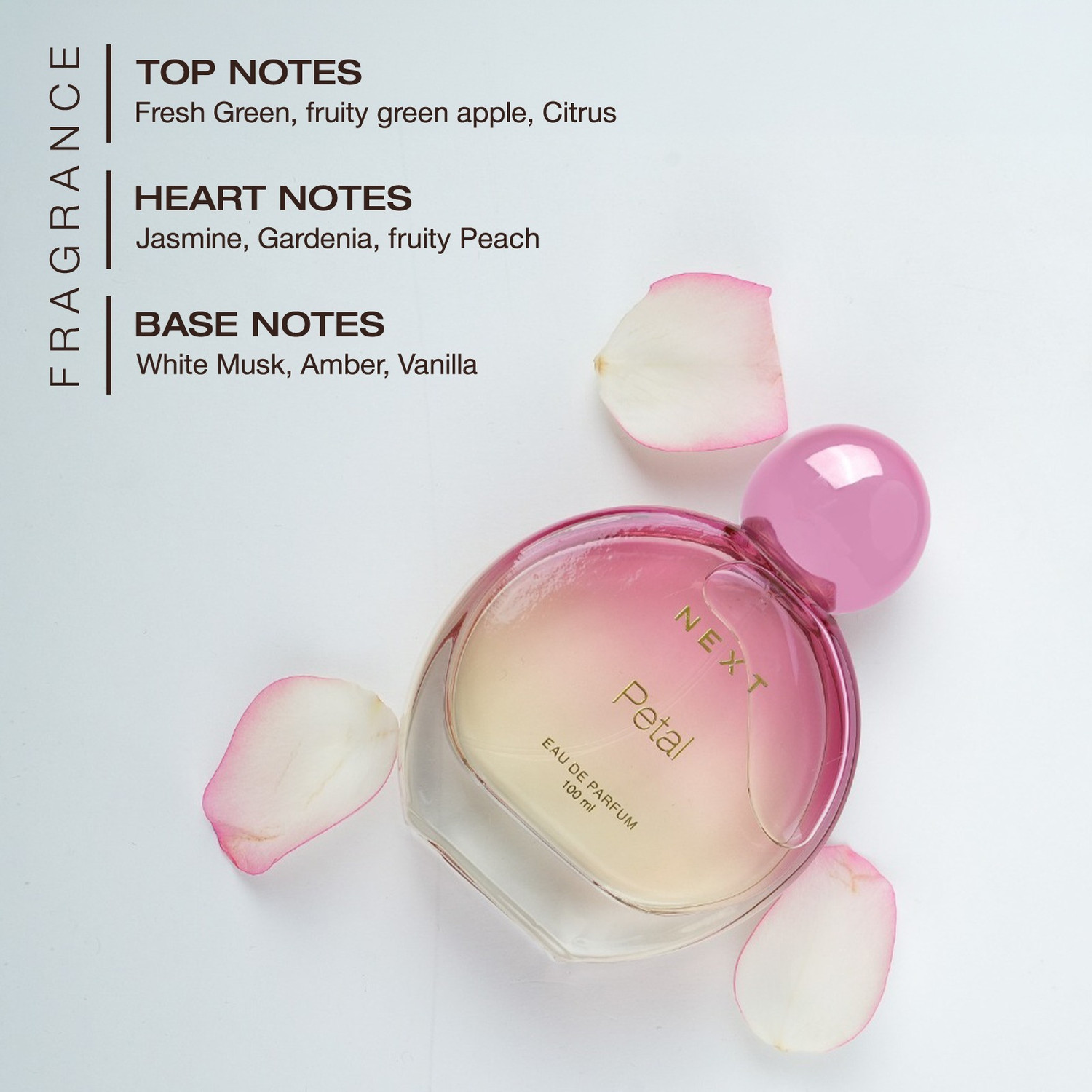 Image of NEXT Petal - Luxury Long Lasting Fragrance with Rose & White Floral Notes Perfume - 100 ml