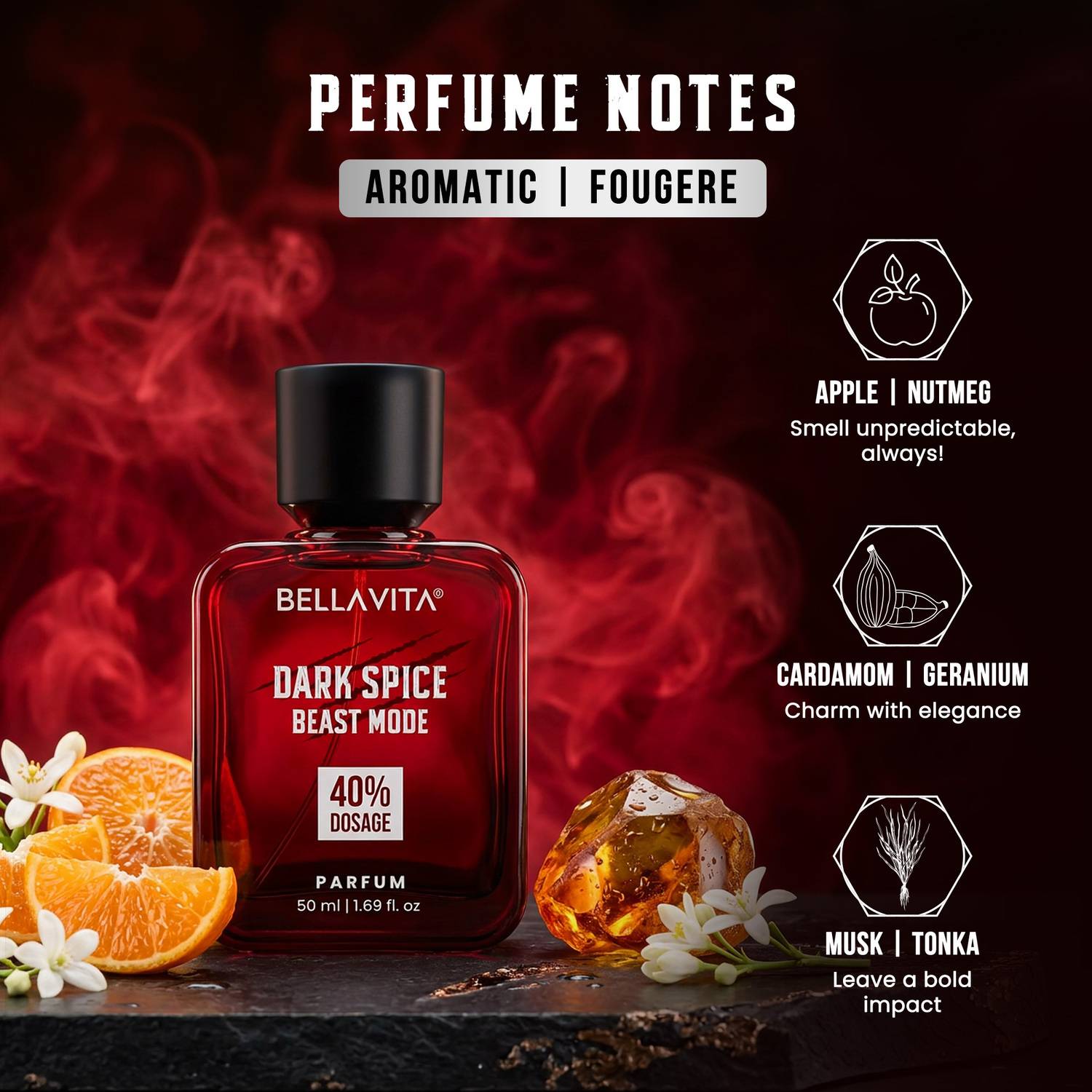 BELLAVITA Dark Spice Beast Mode Perfume 50 ml - Image 3