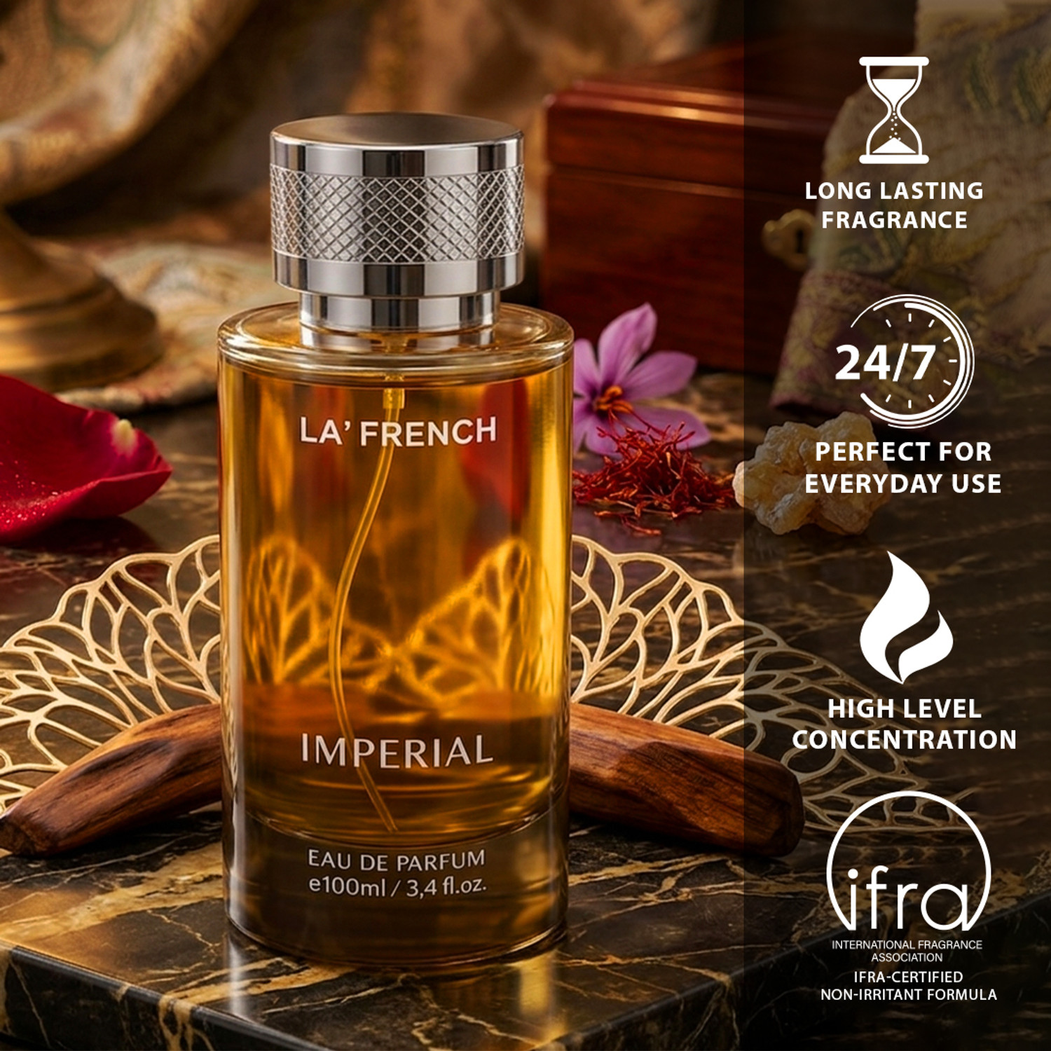 Image of La French Imperial Eau De Parfum | Long-Lasting Luxurious Fragrance | Bold & Elegant Scent Eau de Parfum - 100 ml