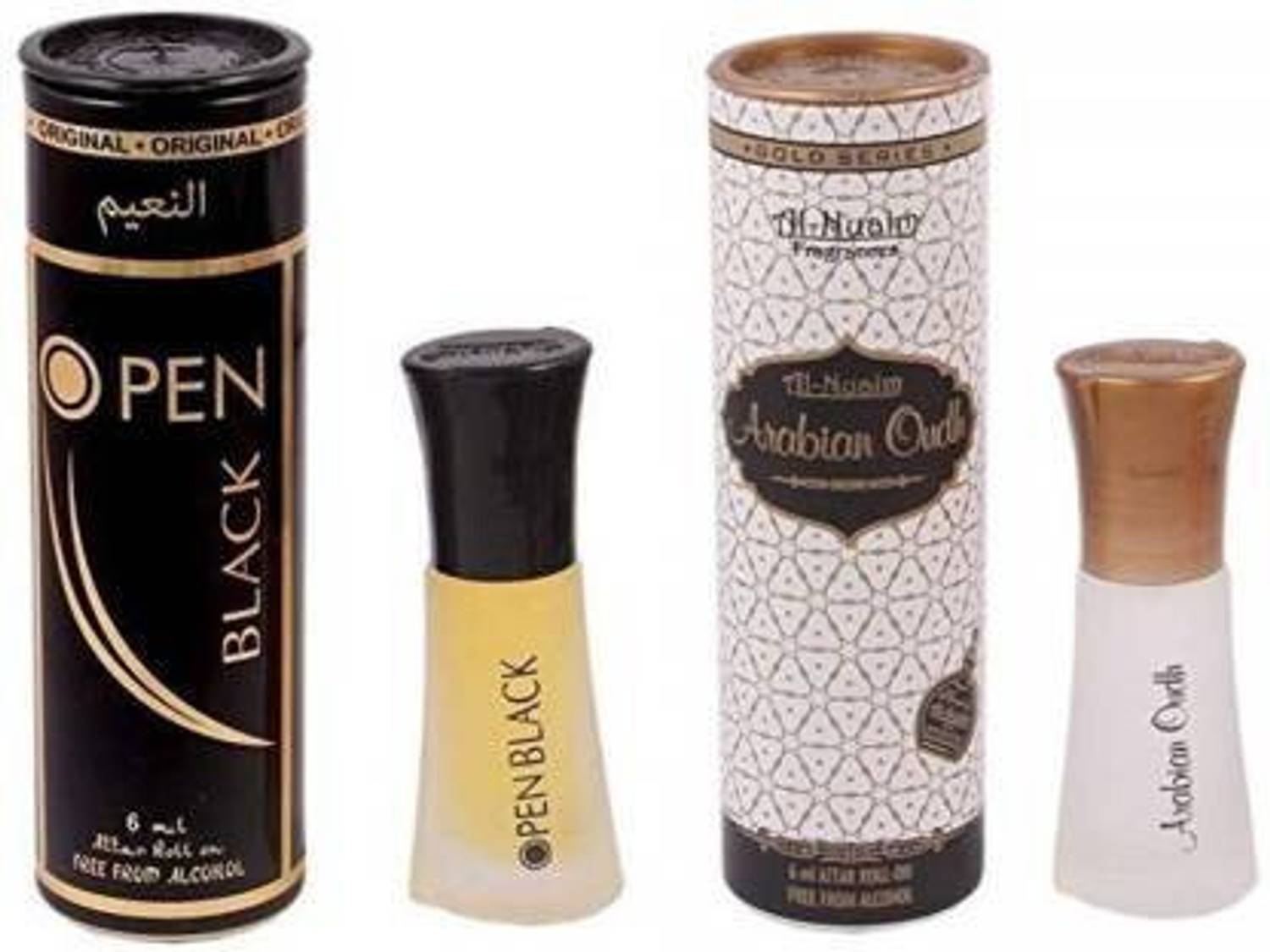 Al Nuaim OPEN BLACK & Arabian Oudh attar (6ml*2) Perfume - 12 ml