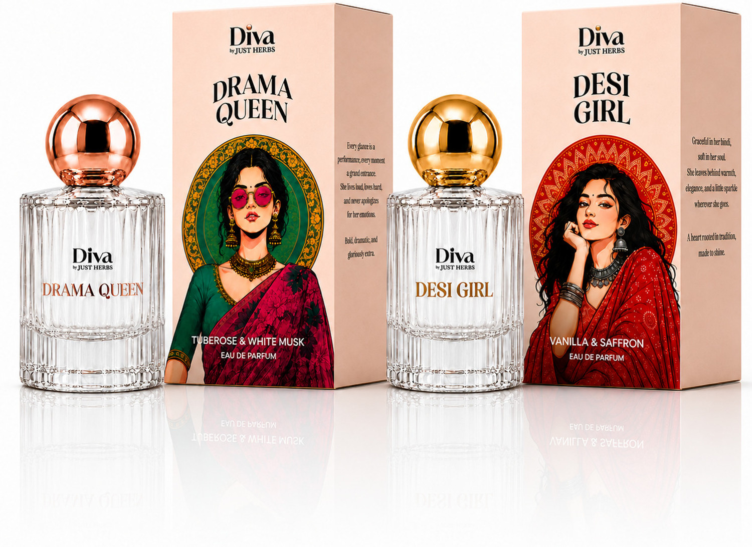 Image of Just Herbs DivaDrama Queen + Desi Girl Eau De Parfum Gift Set (2 x 30ml) Eau de Parfum - 60 ml