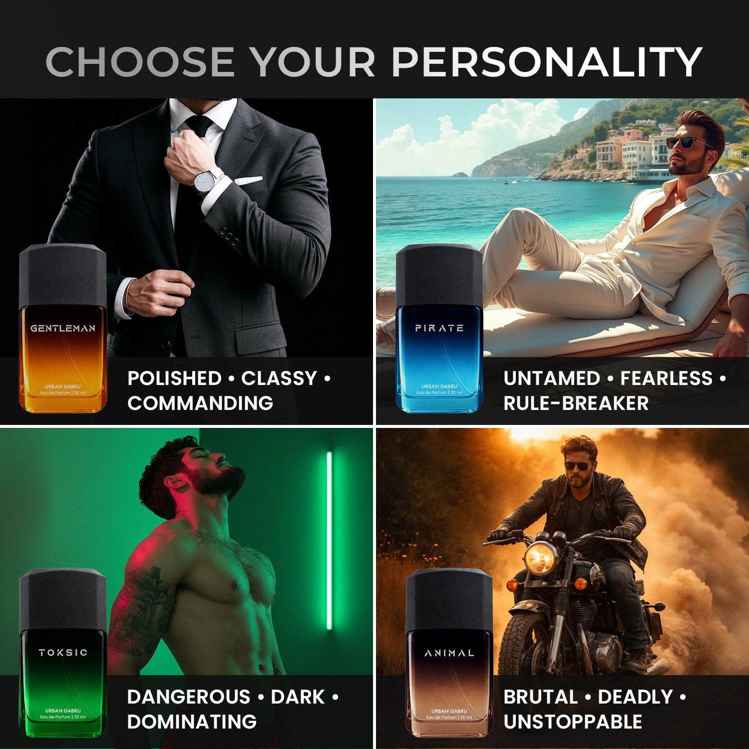 Image of urbangabru Long Lasting Men's Perfume Gift Set with 4 Premium EDP Fragrances Eau de Parfum - 80 ml