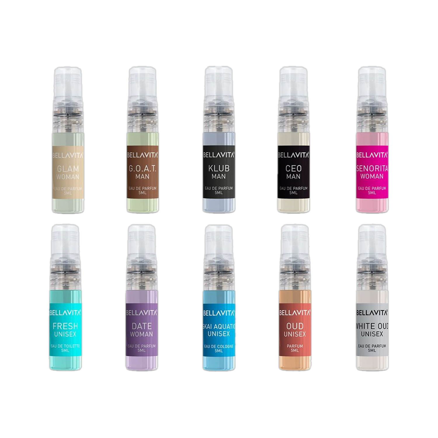BELLAVITA Unisex Fragrance Gift Set Pack of 10 · 5 ml (50 ml total) - Image 1