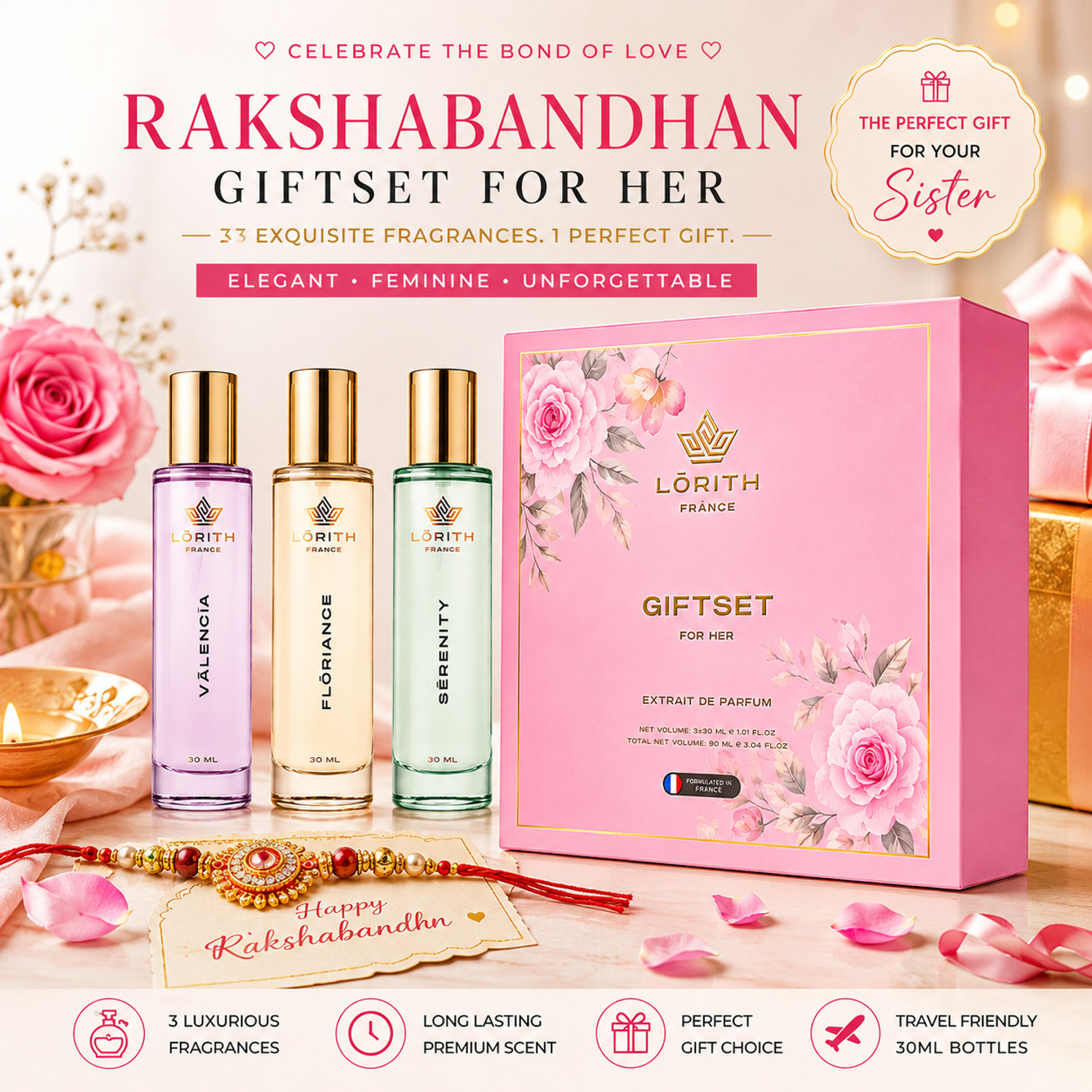 Image of Lorith France Gift Set for Her (Pack of 1) Extrait De Parfum - 90 ml
