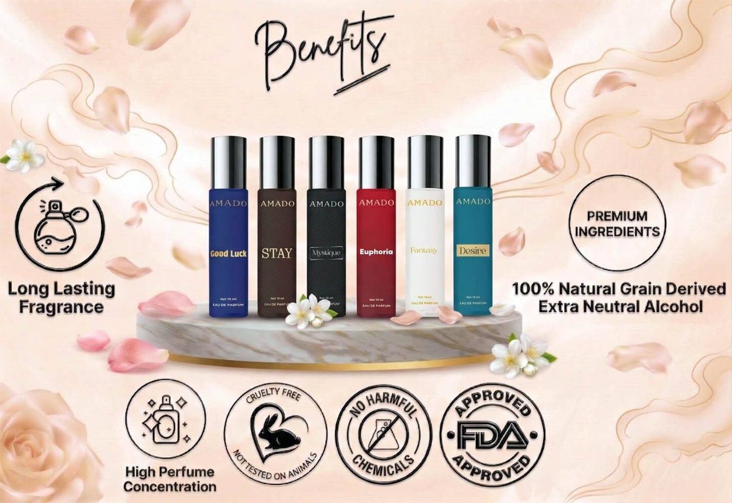 Amado Luxury Perfume Gift Set 6x10ml Pack of 6 · 10 ml (60 ml total) - Image 4