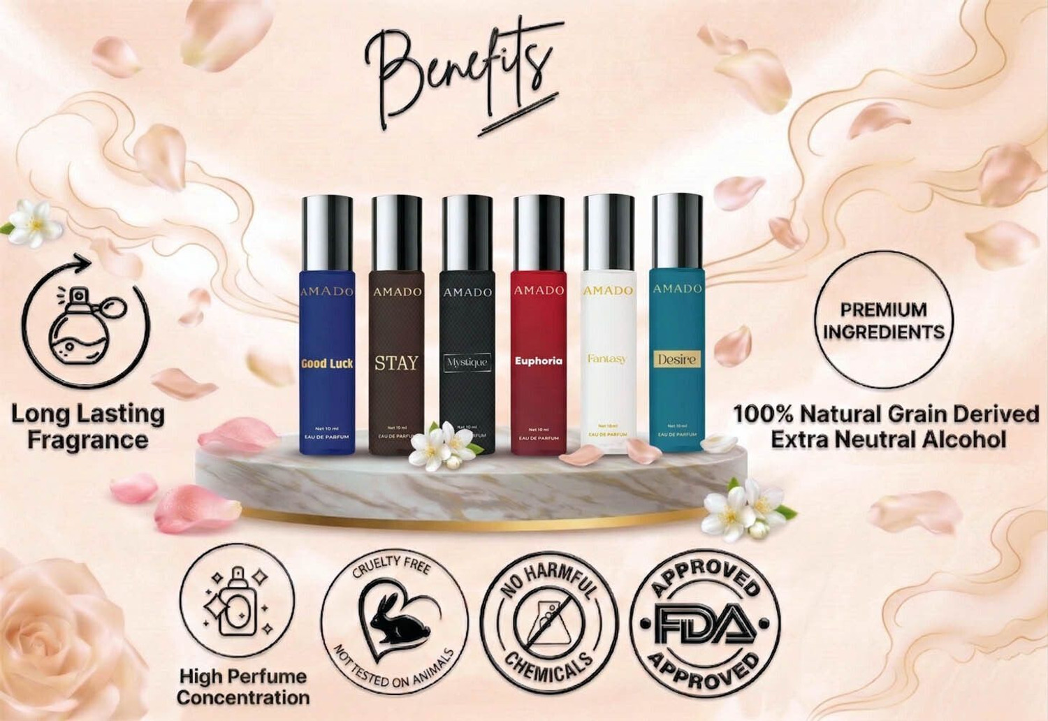 Image of Amado Luxury Perfume Gift Set 10mlX6 Unique Freshness & Romantic Depth 6x10 ML Perfume - 60 ml