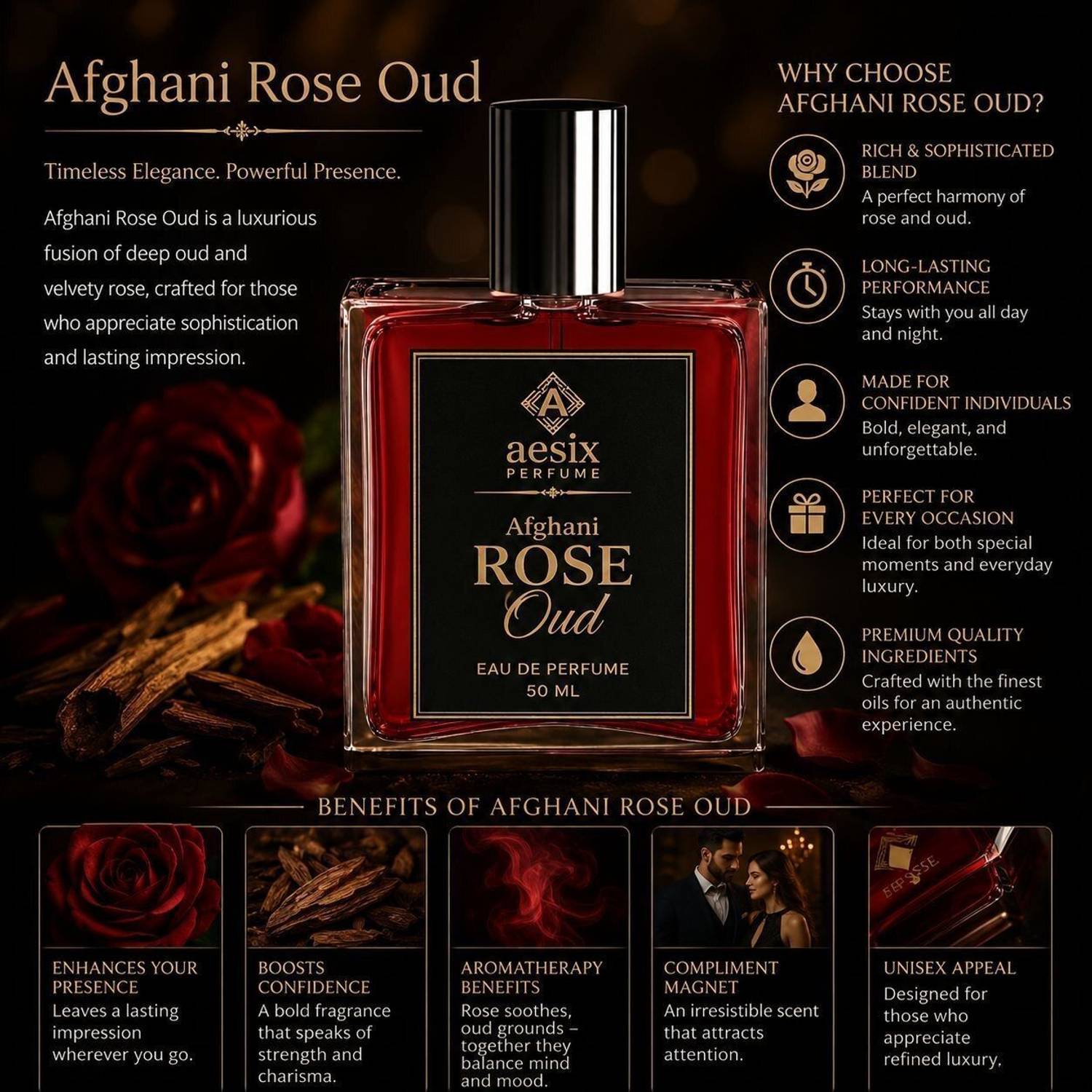 aesix Rose Oud Afghani EDP 50 ml - Image 3