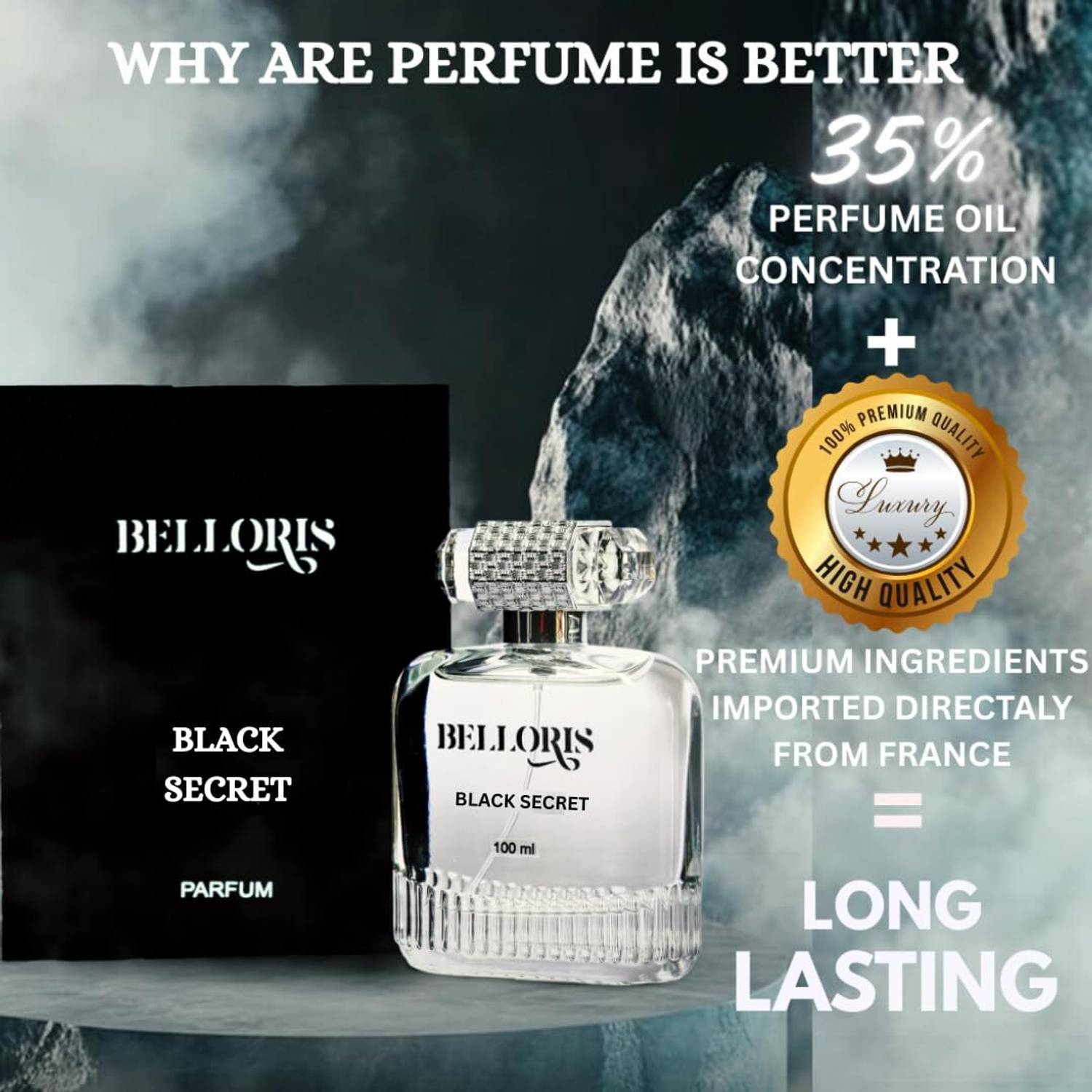 BELLORIS BLACK SECRET Perfume 100 ml - Image 2