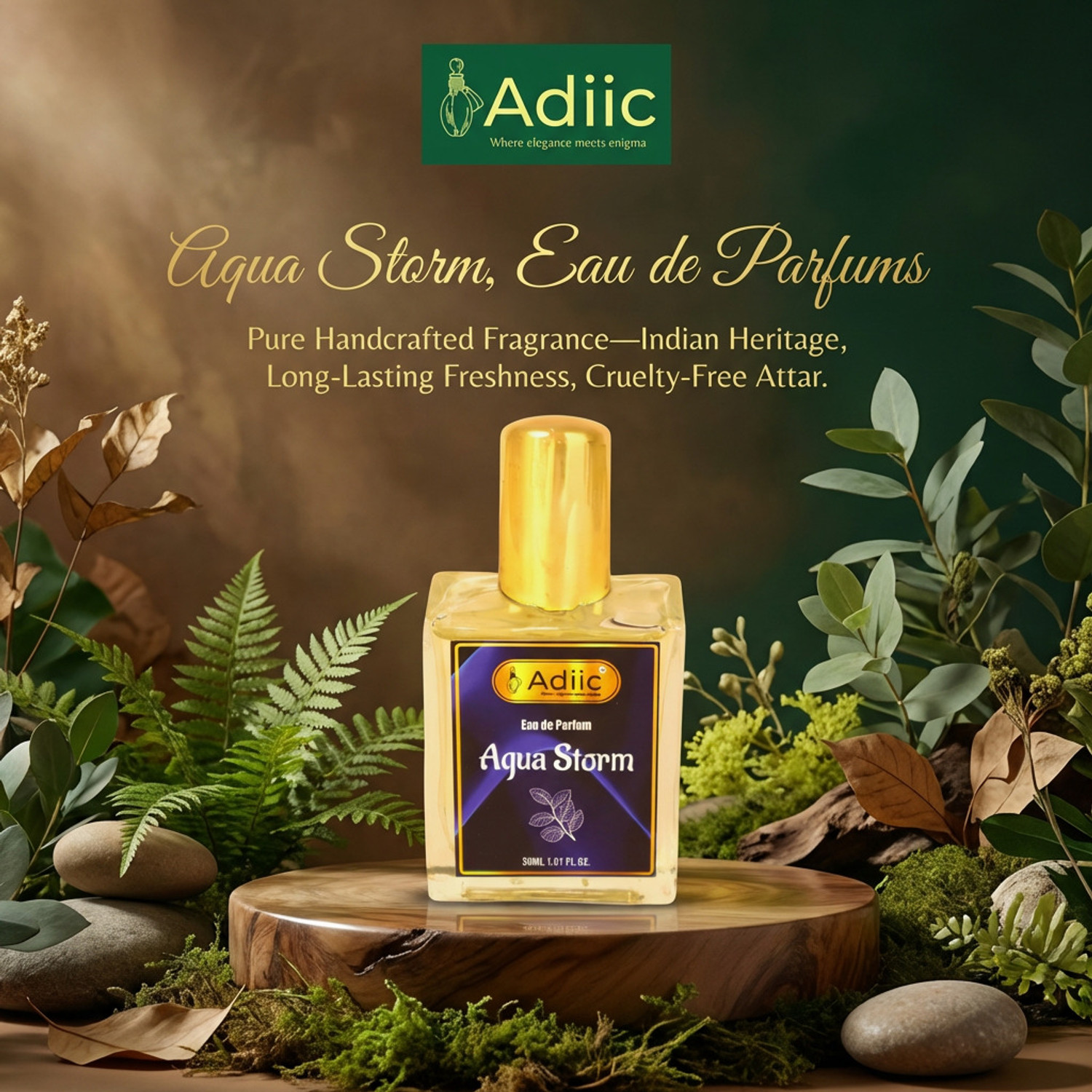Image of adiic Aqua Storm Eau de Parfum - Fresh Aquatic Notes, Long Lasting Premium Fragrance Eau de Parfum - 30 ml
