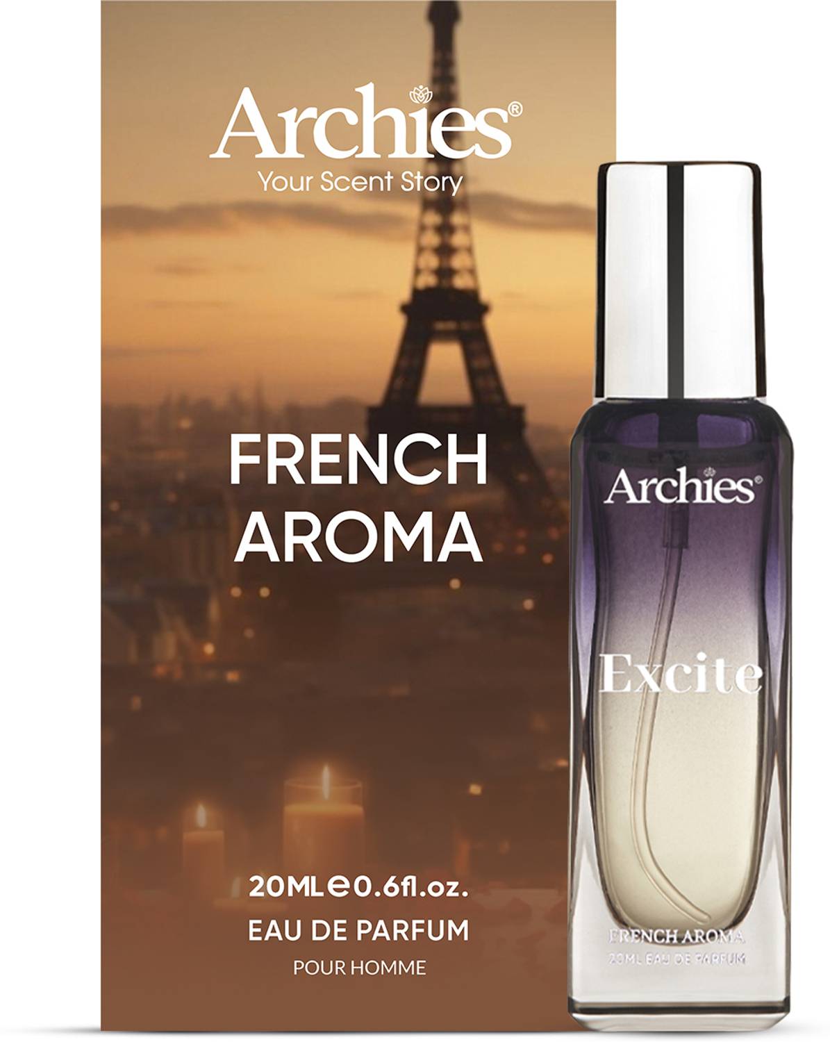 ARCHIES Excite EDP Luxury French Aroma Premium Long Lasting Woody & Smokey Perfume Eau de Parfum - 20 ml