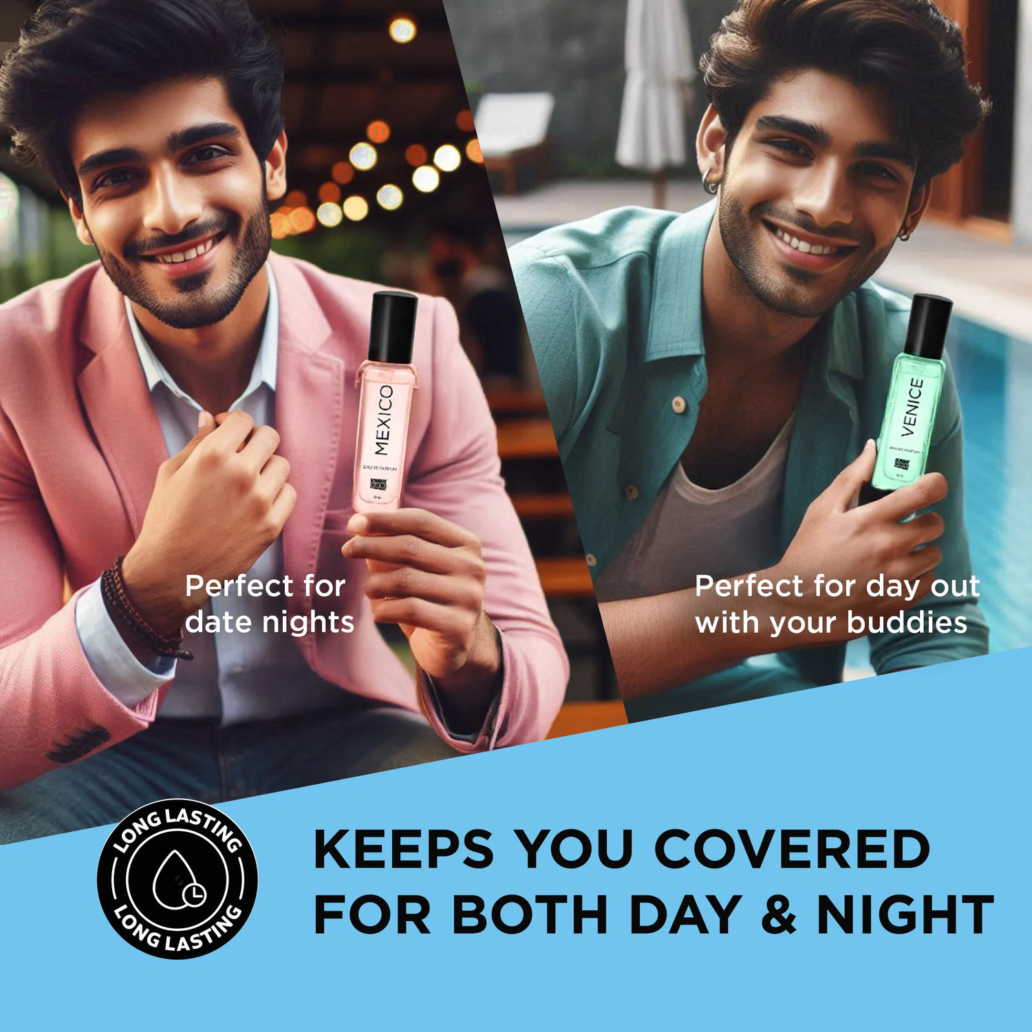 Image of BOMBAY SHAVING COMPANY Unisex Premium Perfume Mexico 20ml & Venice 20ml | Long Lasting Pack of 2 Eau de Parfum - 40 ml