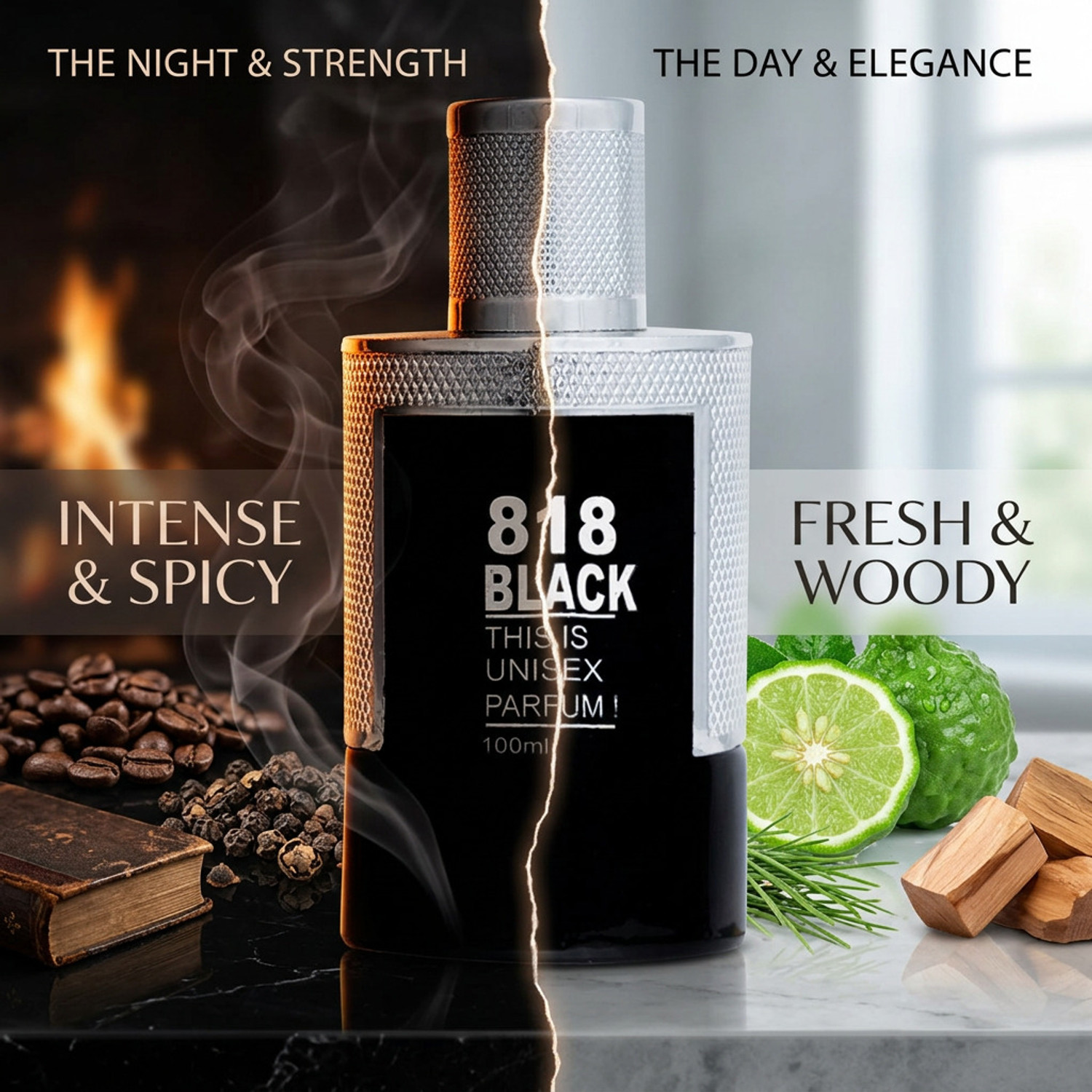Image of HP 818 Black Bold, Mysterious � Vetiver, Geranium & Lemony Notes | Long-lasting Perfume - 100 ml (For Men)