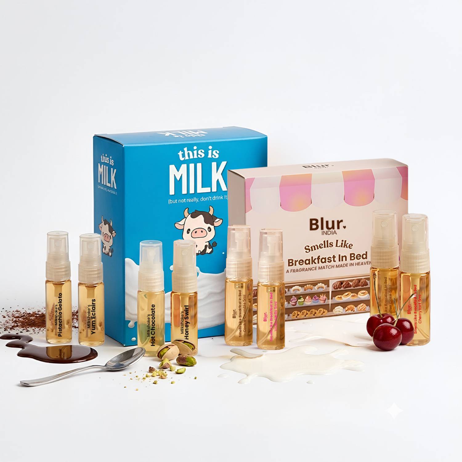 Blur India This is Milk & Breakfast in Bed Perfume Testers (Pack of 8) 5ml Each Eau de Parfum - 40 ml