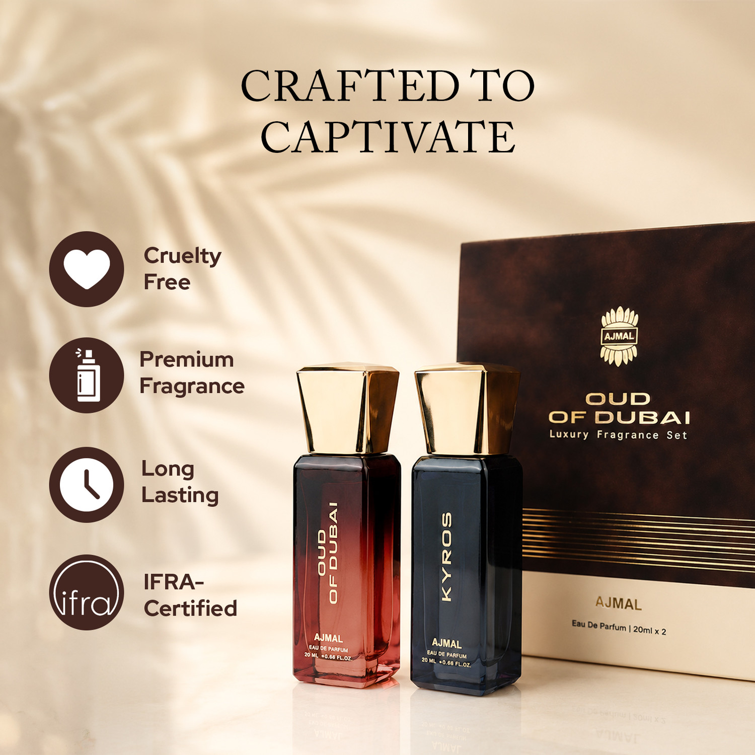 Image of Ajmal Oud of Dubai & Kyros Luxury Perfume Gift Set Oud Woody Musk Premium Collection Eau de Parfum - 40 ml