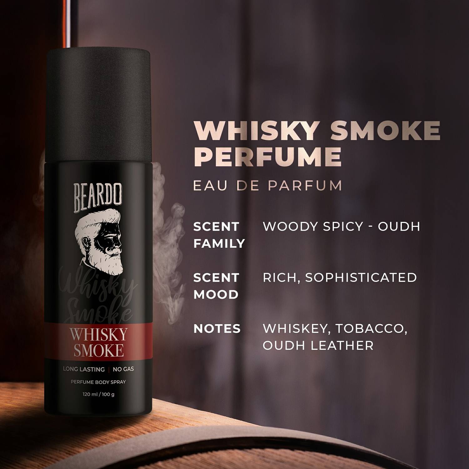 BEARDO Whisky Smoke & Bourbon Body Spray 150ml - Image 5