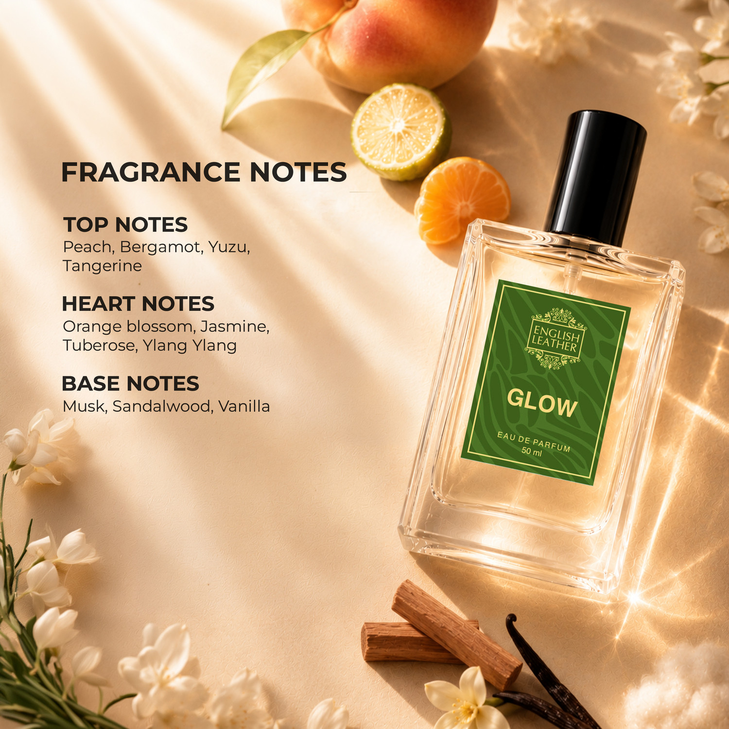 Image of English Leather Glow Eau de Parfum for Men & Women 50 ml | A Warm Glow of Peach & Yuzu Eau de Parfum - 50 ml