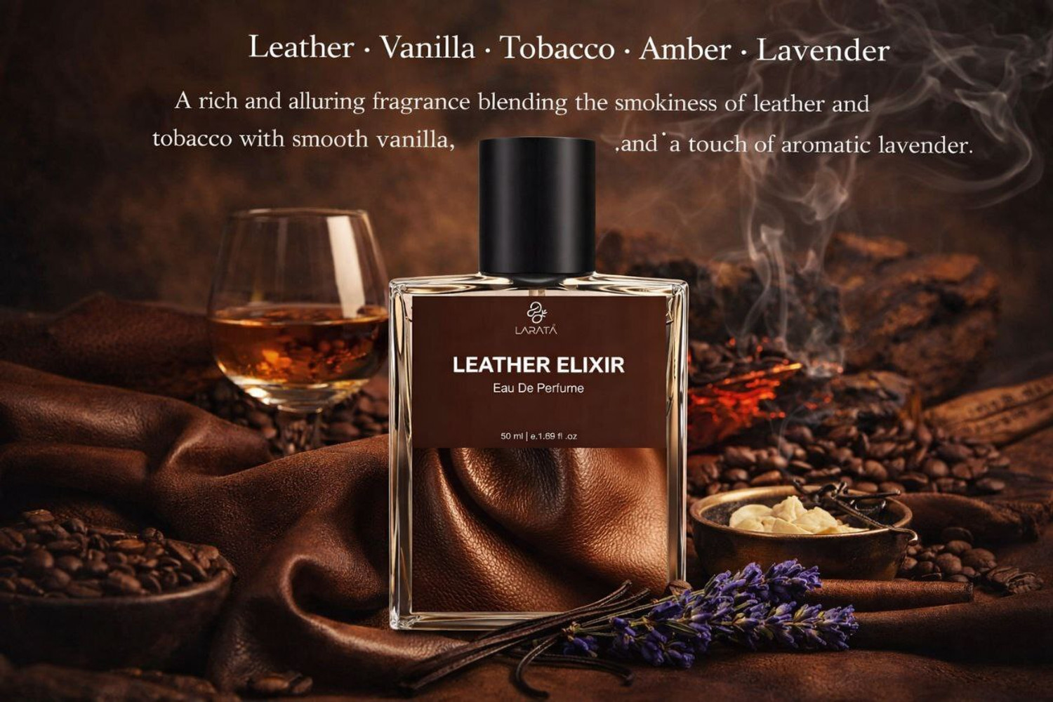 Image of larata Leather Elixir Strong Perfume | Classic Leather Elixir Scent | Long Lasting Eau de Parfum - 50 ml
