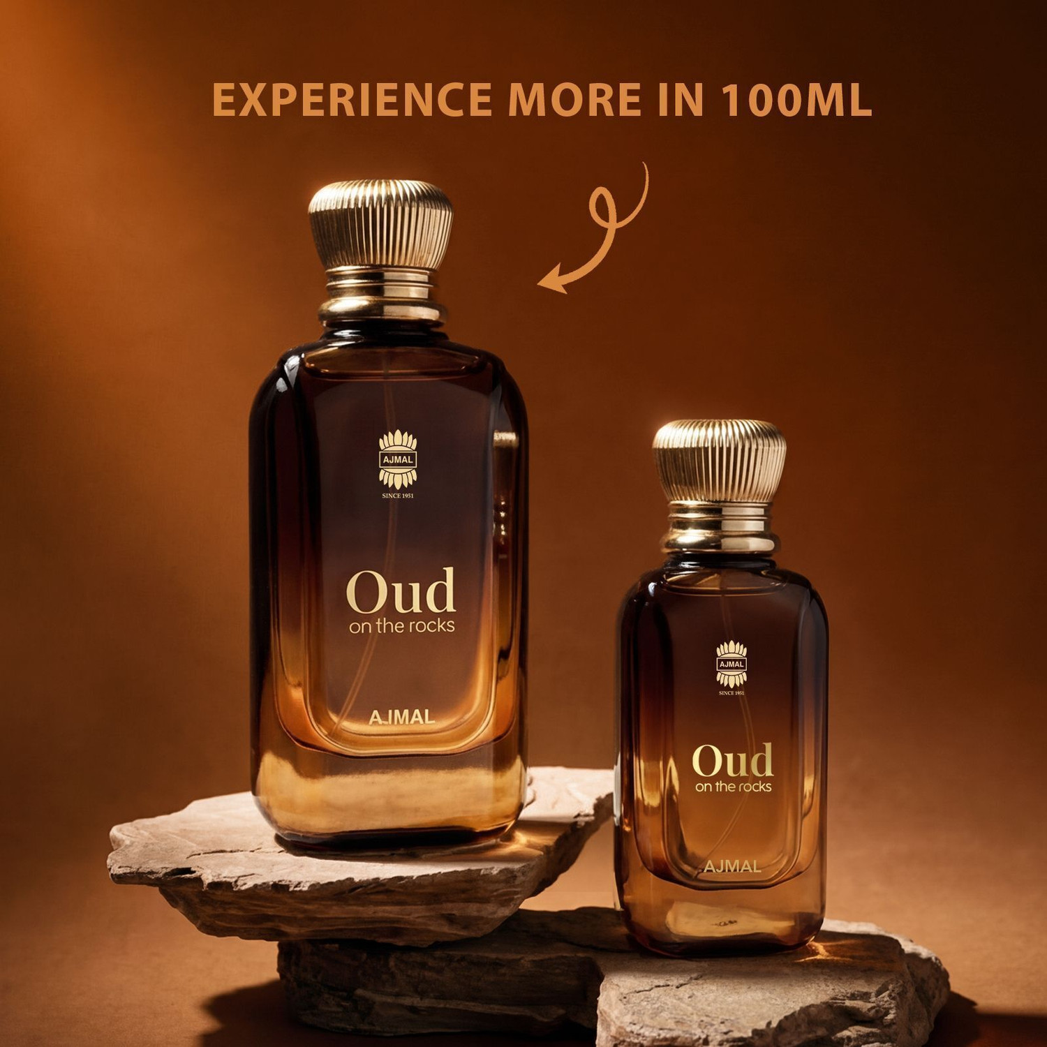 Image of Ajmal Oud On The Rocks Perfume Fresh Bergamot Lavender Oud Woody Scent Eau de Parfum - 30 ml