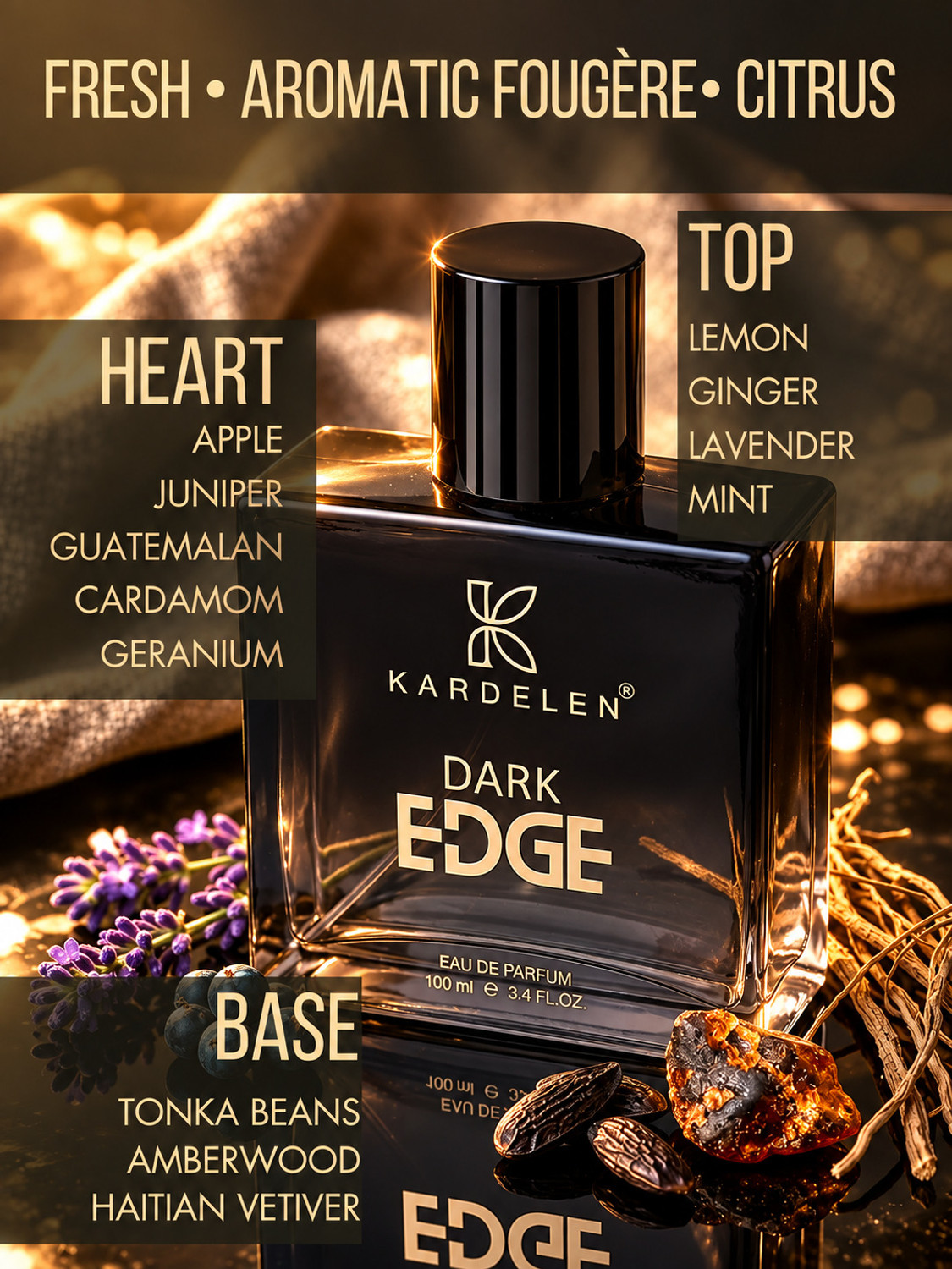 Image of KARDELEN DARK EDGE Long-Lasting Luxury EDP Perfume for Daily, Office, Club & Date Nights Eau de Parfum - 100 ml (For Men)