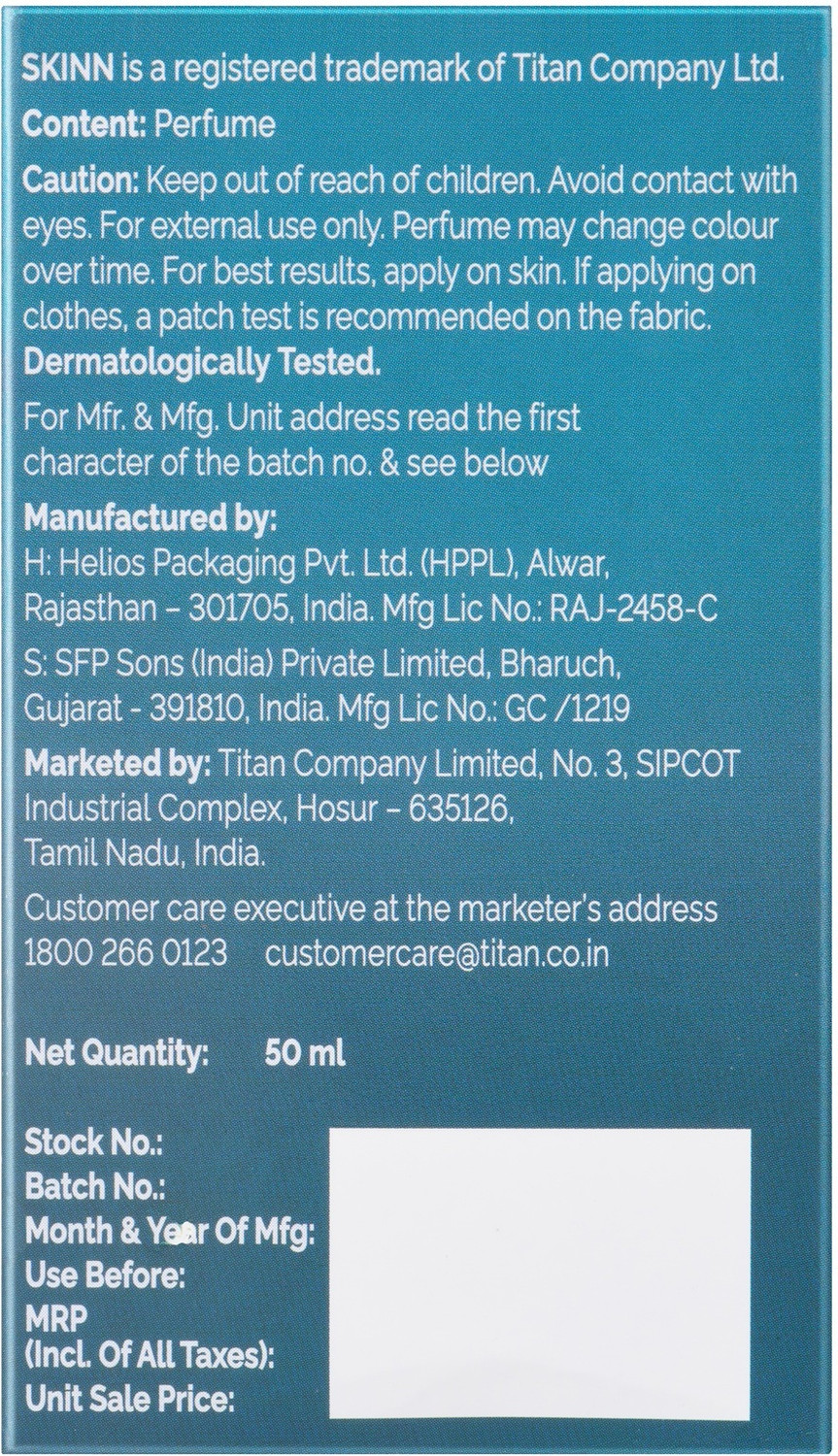 Image of SKINN by TITAN 24 Seven 50ml Aqua Eau de Parfum - 50 ml