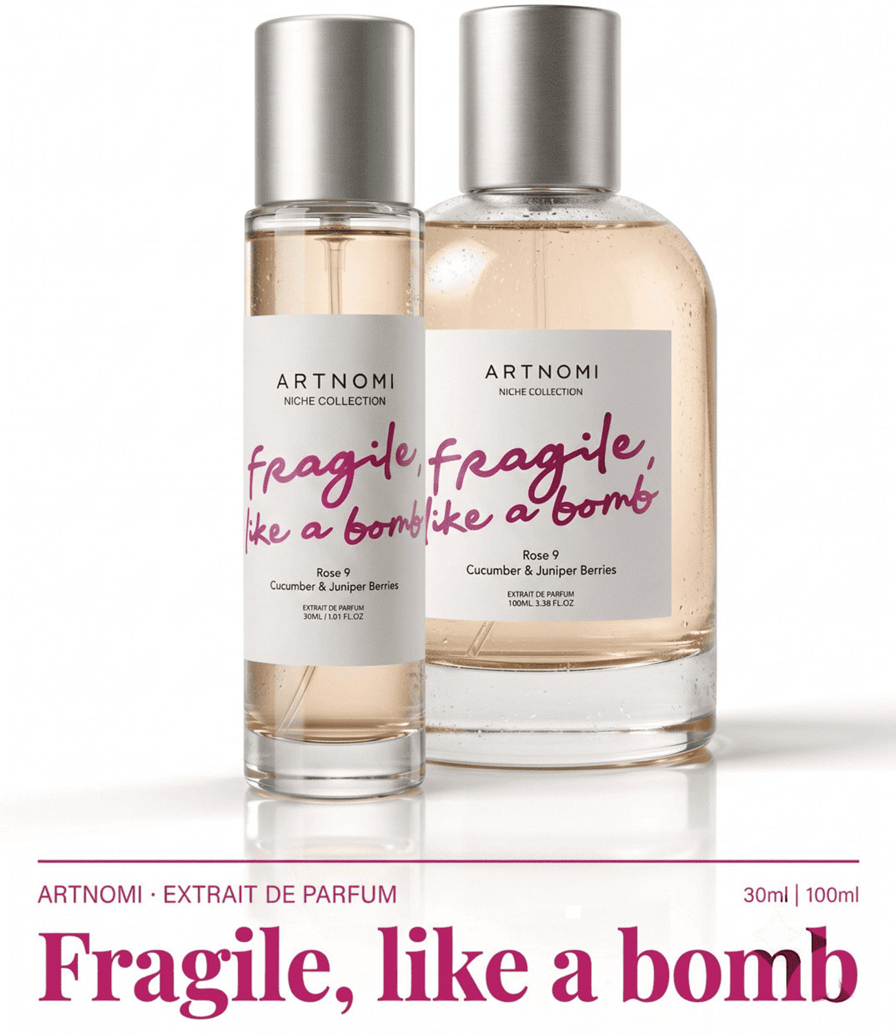 Image of Artnomi Fragile Like A Bomb | Rose, Juniper & Cucumber| 30%Concn. Long Lasting Fragrance Extrait De Parfum - 30 ml