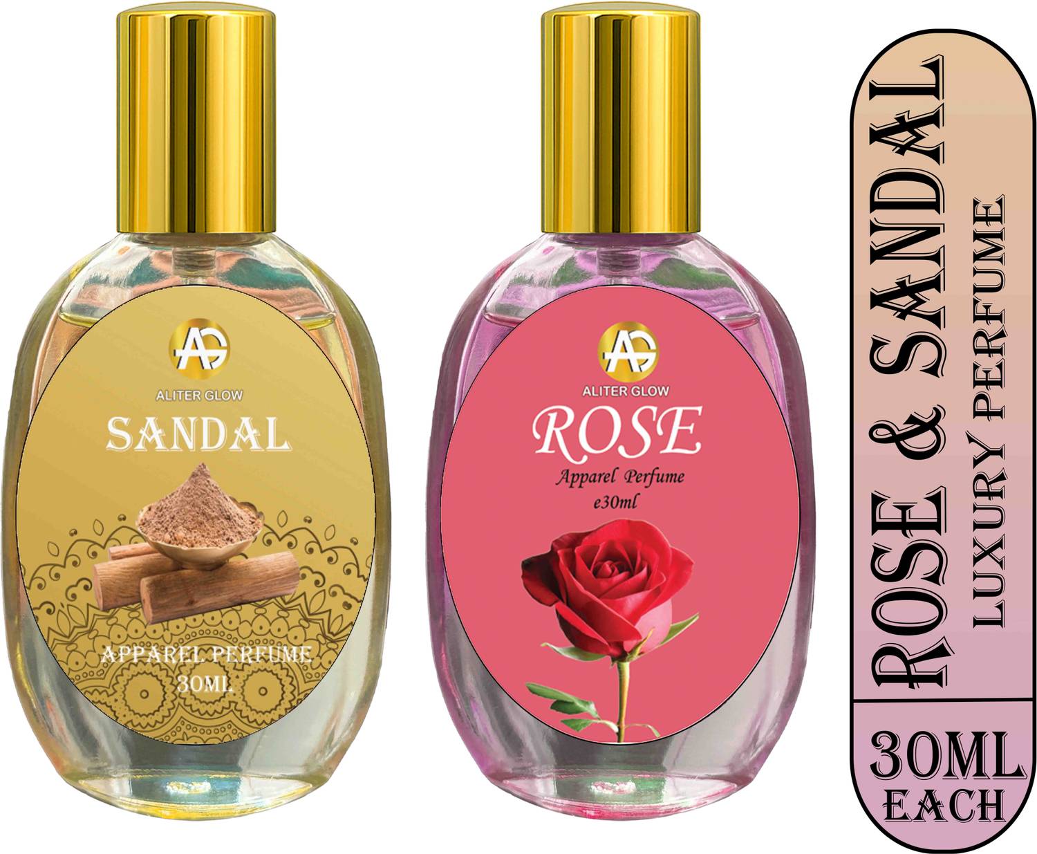 Aliter Glow Sandal & Rose 30ml Each Spray Luxury Perfume - 60 ml