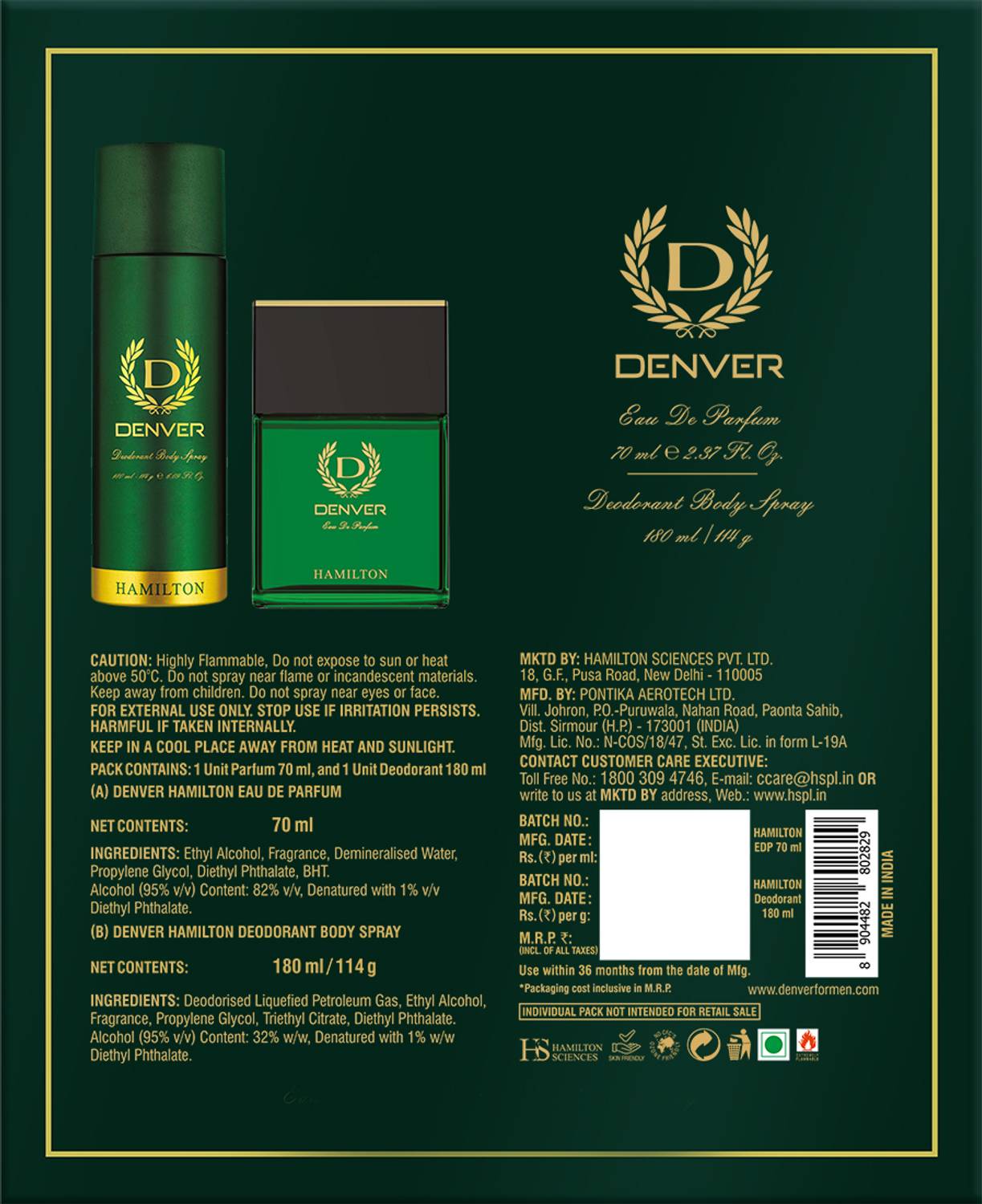 Denver Hamilton Gift Set Perfume 250 ml 180 ml - Image 2