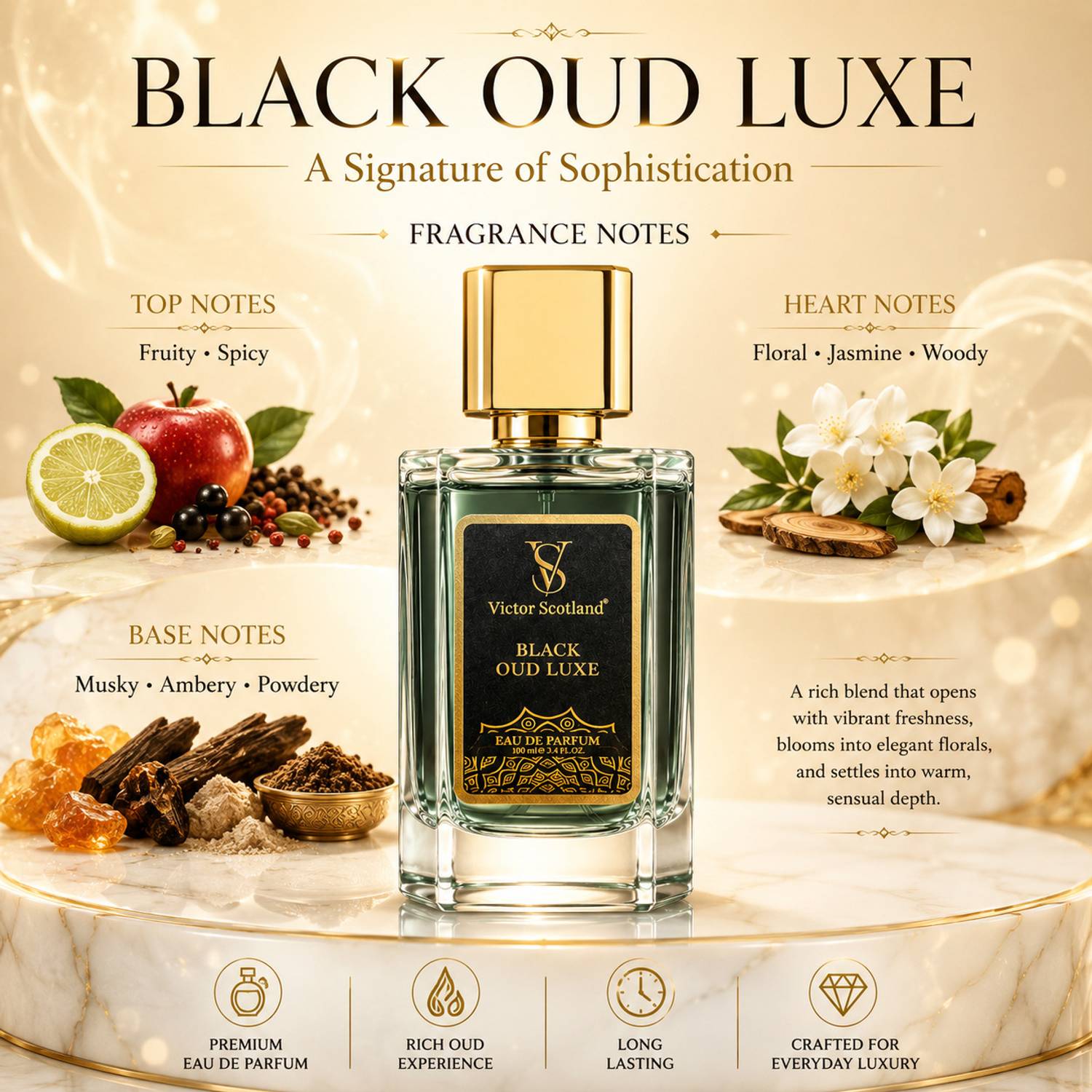 Victor Scotland Black OUD Luxe Eau De Parfum 100 ml - Image 4