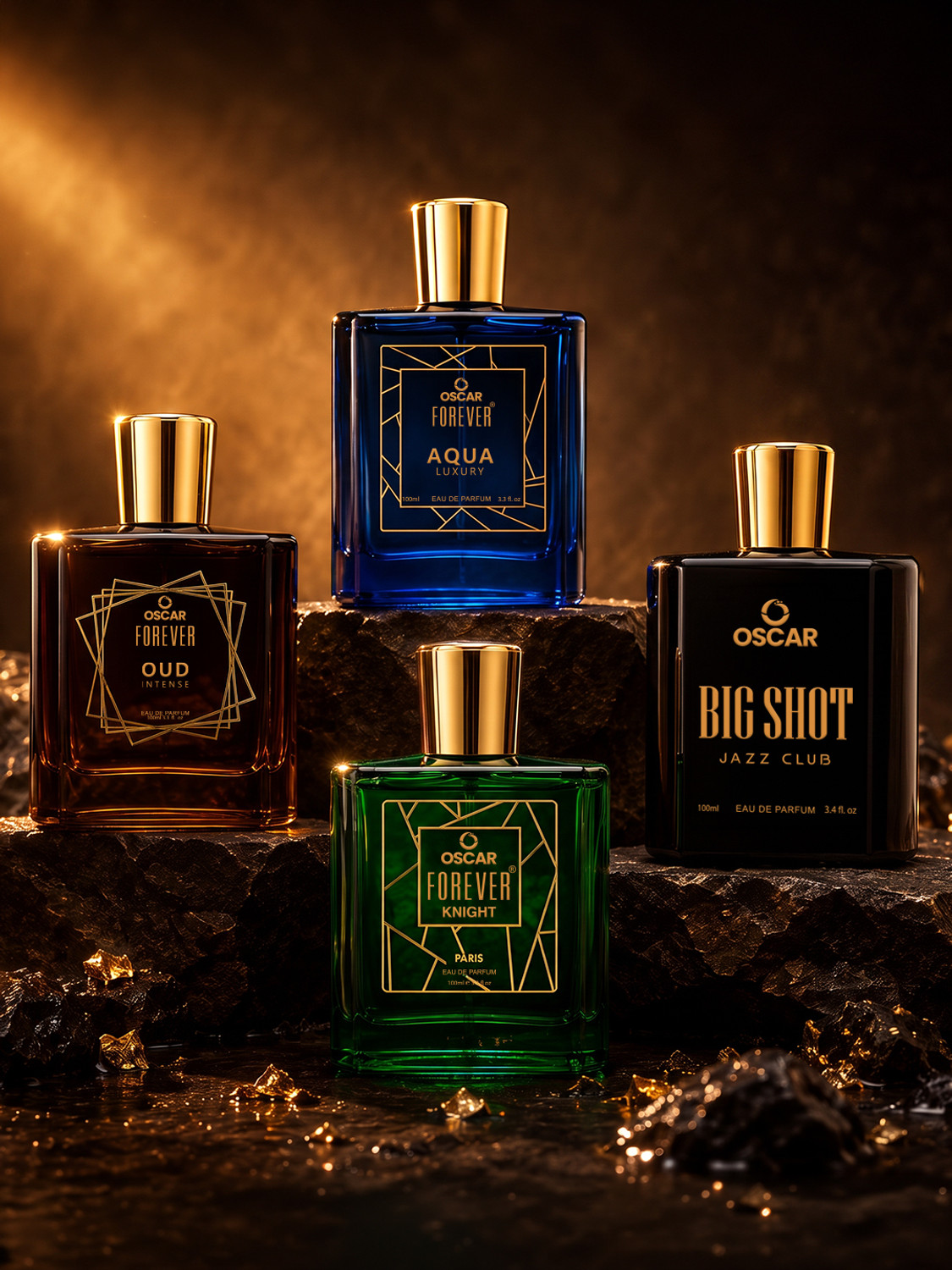 Image of OSCAR Bigshot Jazz Club & Aqua Luxury, Oud Intense, Knight Premium Perfume Combo Eau de Parfum - 400 ml
