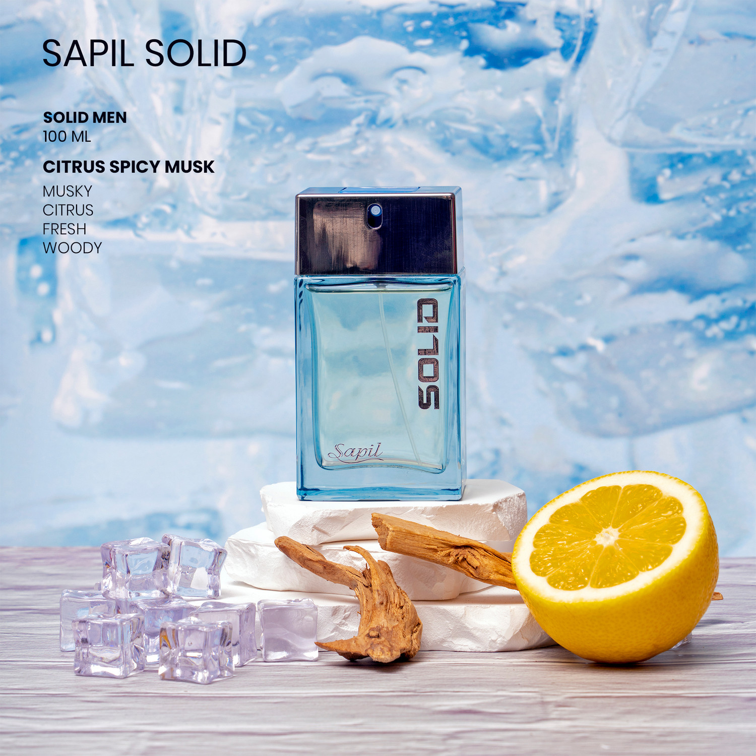 Image of Sapil Solid Blue EDT for Men 100ml Eau de Toilette - 100 ml