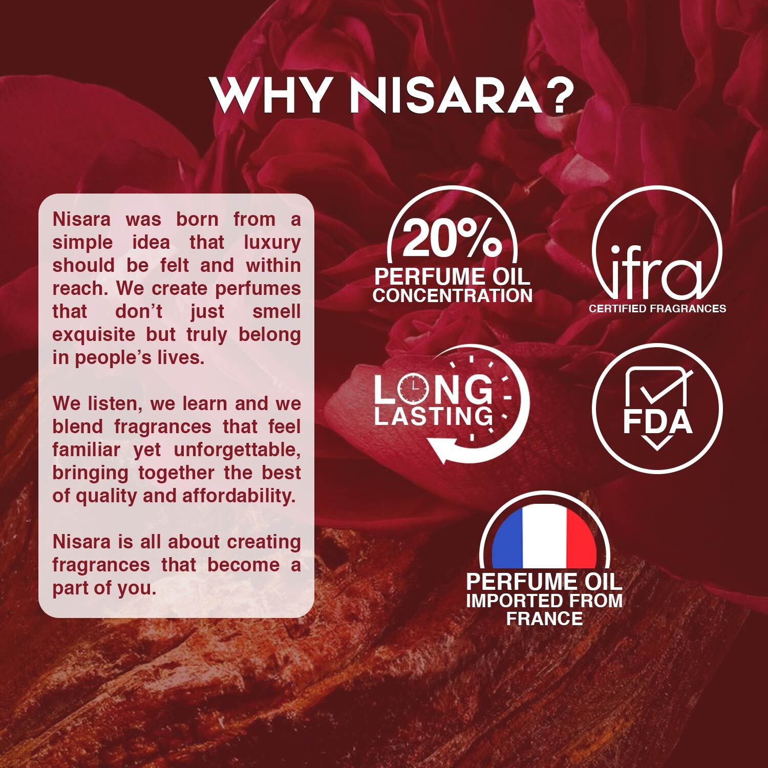 Image of Nisara Rose Oud Unisex Perfume for Men and Women - 50 ml Unisex Long Lasting Eau de Parfum - 50 ml