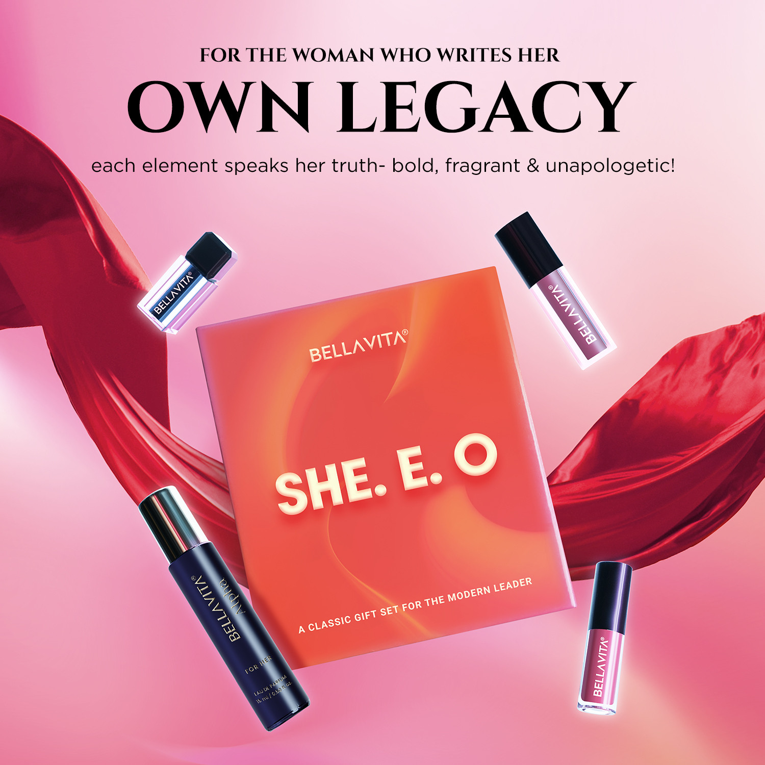 Image of BELLAVITA SHE.E.O Gift Set | Bold Color & Luxe Fragrance | Fast-Dry Formula Perfume - 21.6 ml
