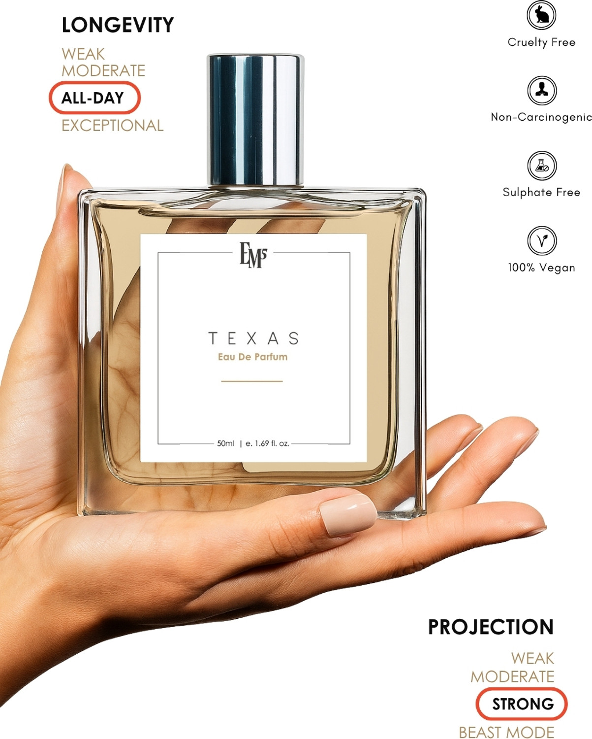 Image of Em5 Texas Perfume for Men |Spicy Woody Sweet Aromatic Fragrance | Eau de Parfum - 50 ml