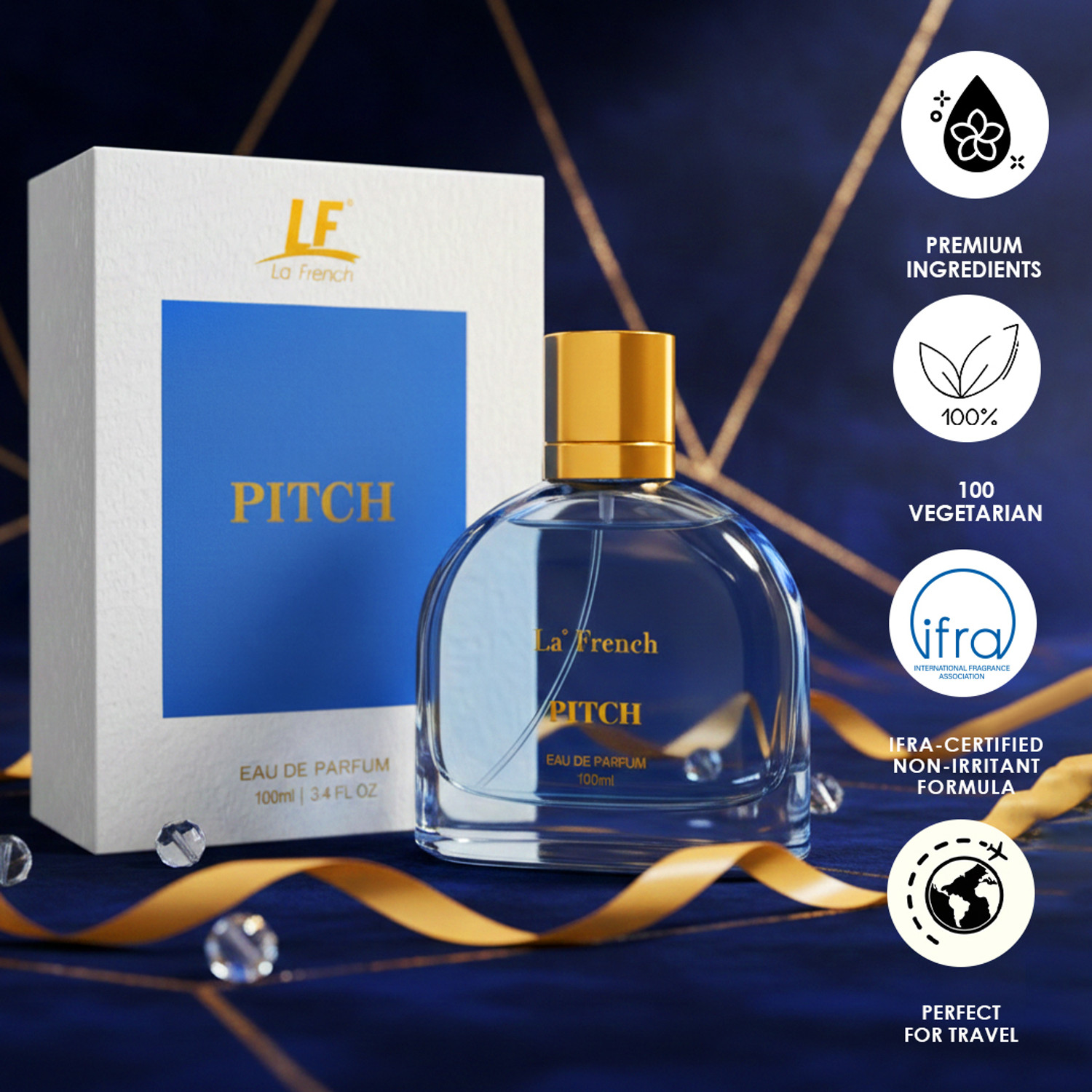 Image of La French Pitch Unisex Perfume | Long-Lasting Scent with Clary Sage, Lemon & Amber Notes | Eau de Parfum - 100 ml