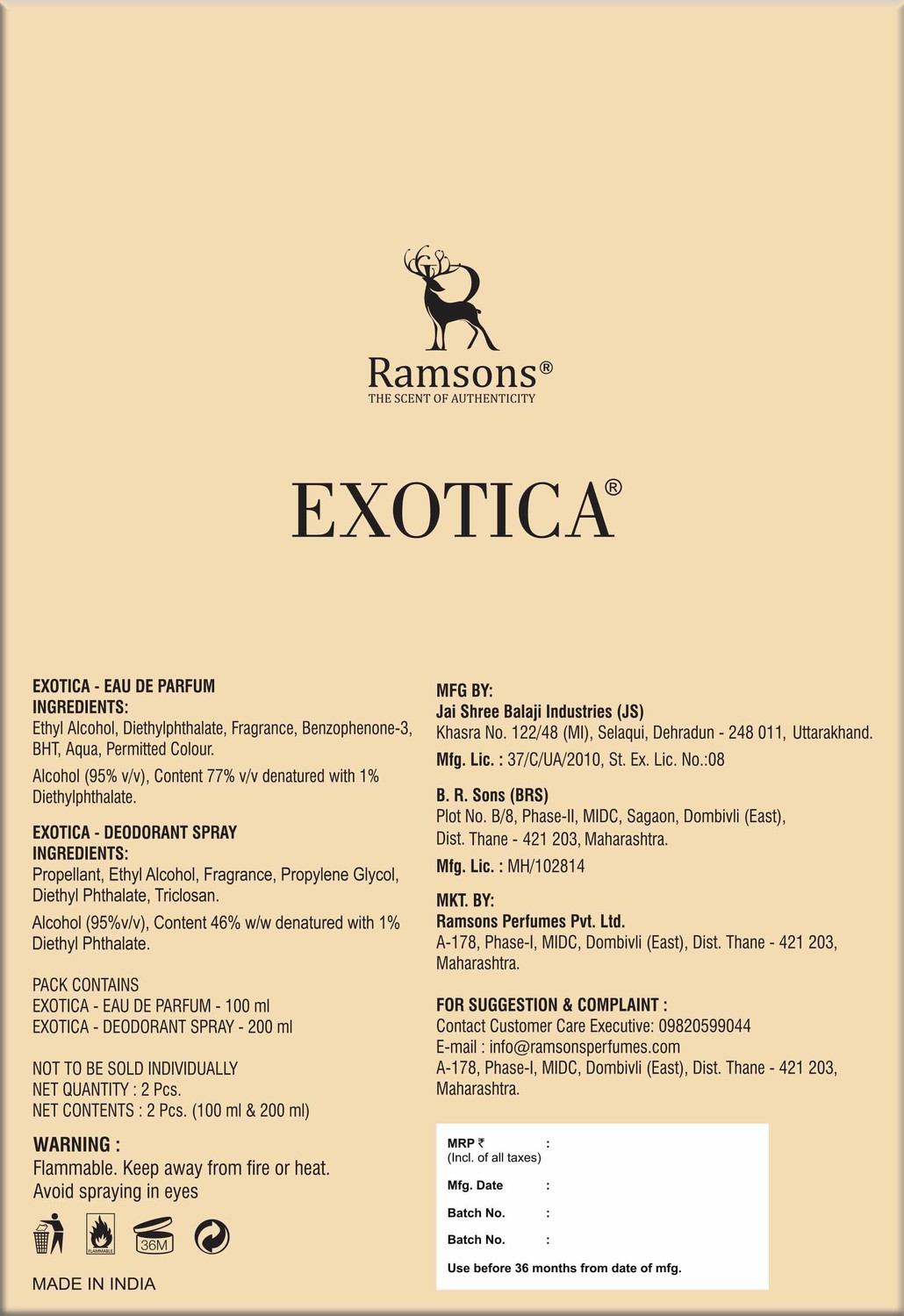 Image of RAMSONS Exotica Gift Pack Eau de Parfum - 300 ml