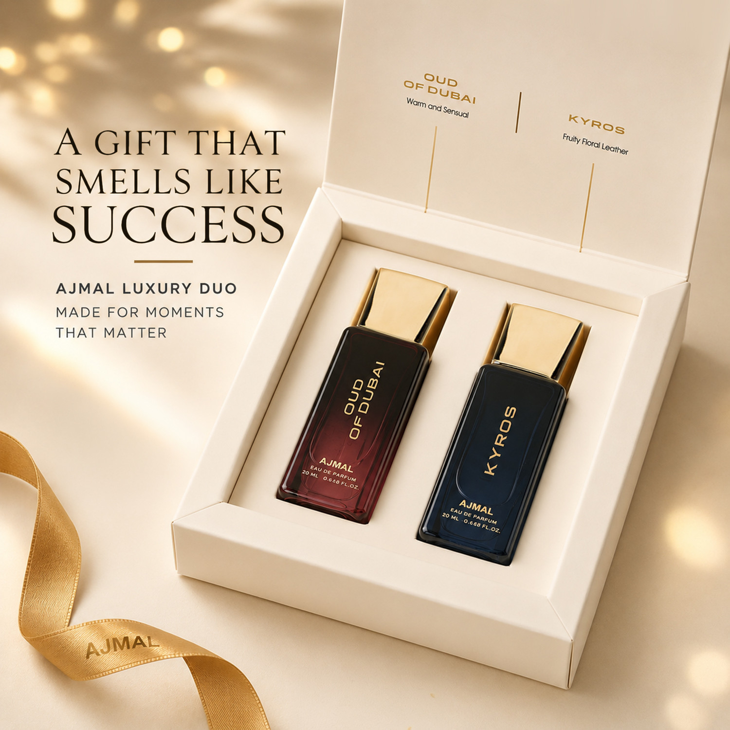 Image of Ajmal Oud of Dubai & Kyros Luxury Perfume Gift Set Oud Woody Musk Premium Collection Eau de Parfum - 40 ml