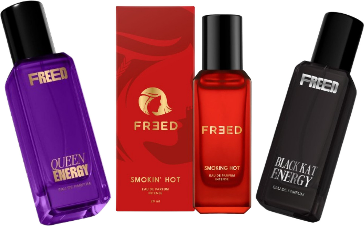 Image of FREED Queen Energy, Black Kat & Smokin' Hot Perfume | Patchouli, Wild Citrus, Spicy | Eau de Parfum - 60 ml