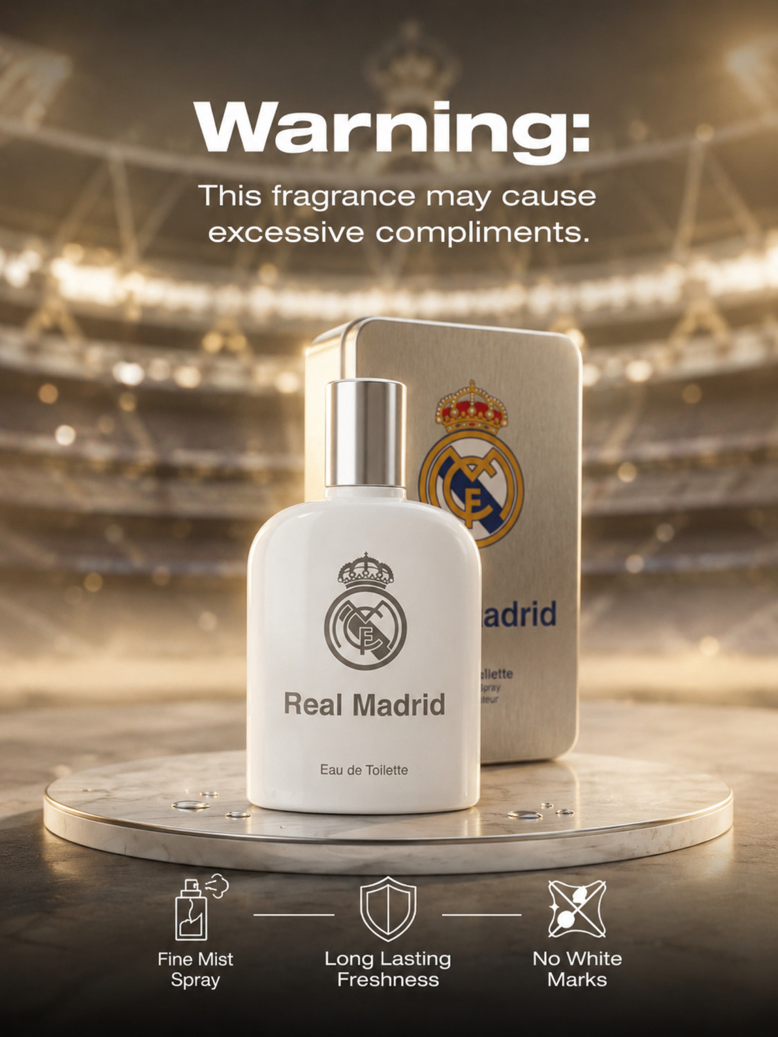 Image of Real Madrid Collector Metal Tin | Aromatic Fresh Woody EDT Eau de Toilette - 100 ml