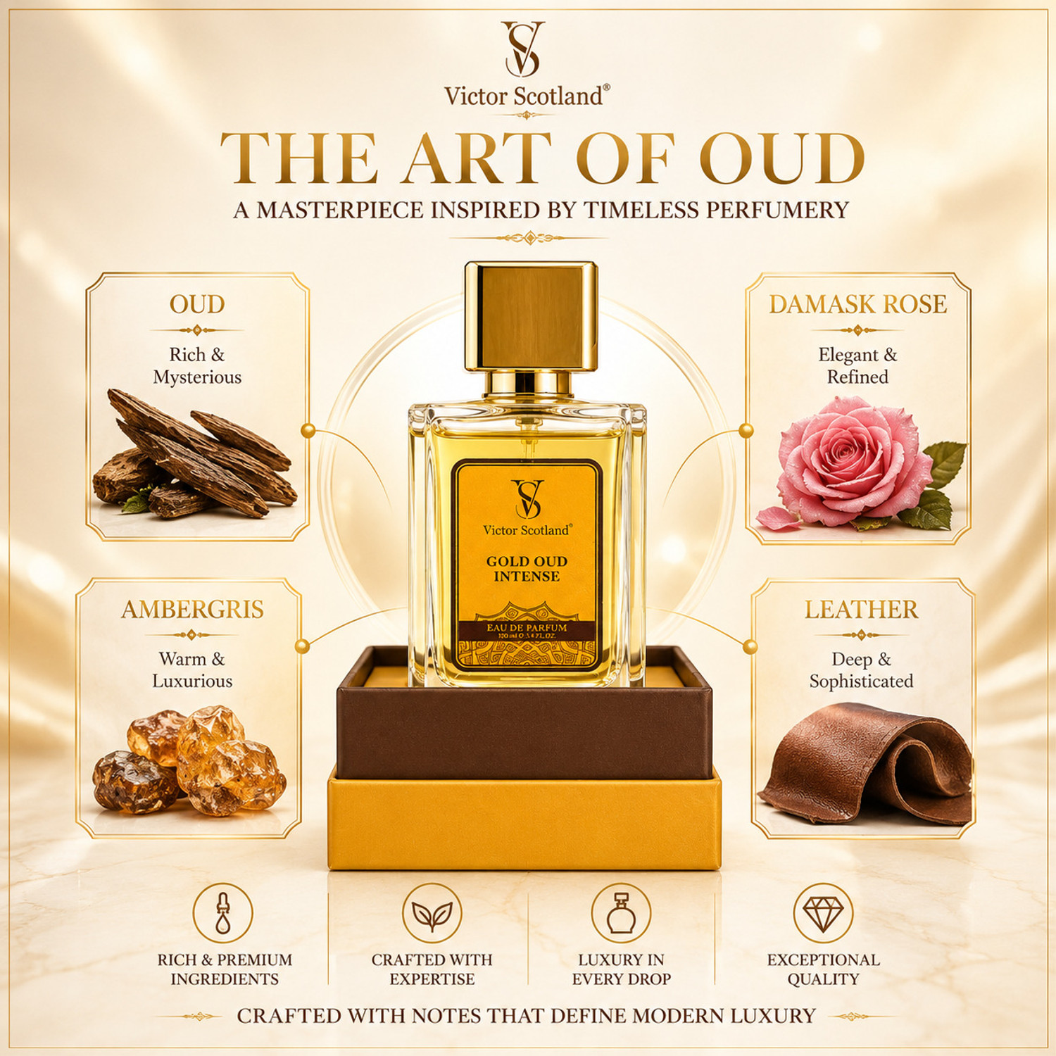 Image of Victor Scotland Gold OUD Intense Eau De Parfum for Men | Long Lasting Luxury Oud Fragrance Eau de Parfum - 100 ml (For Men & Women)