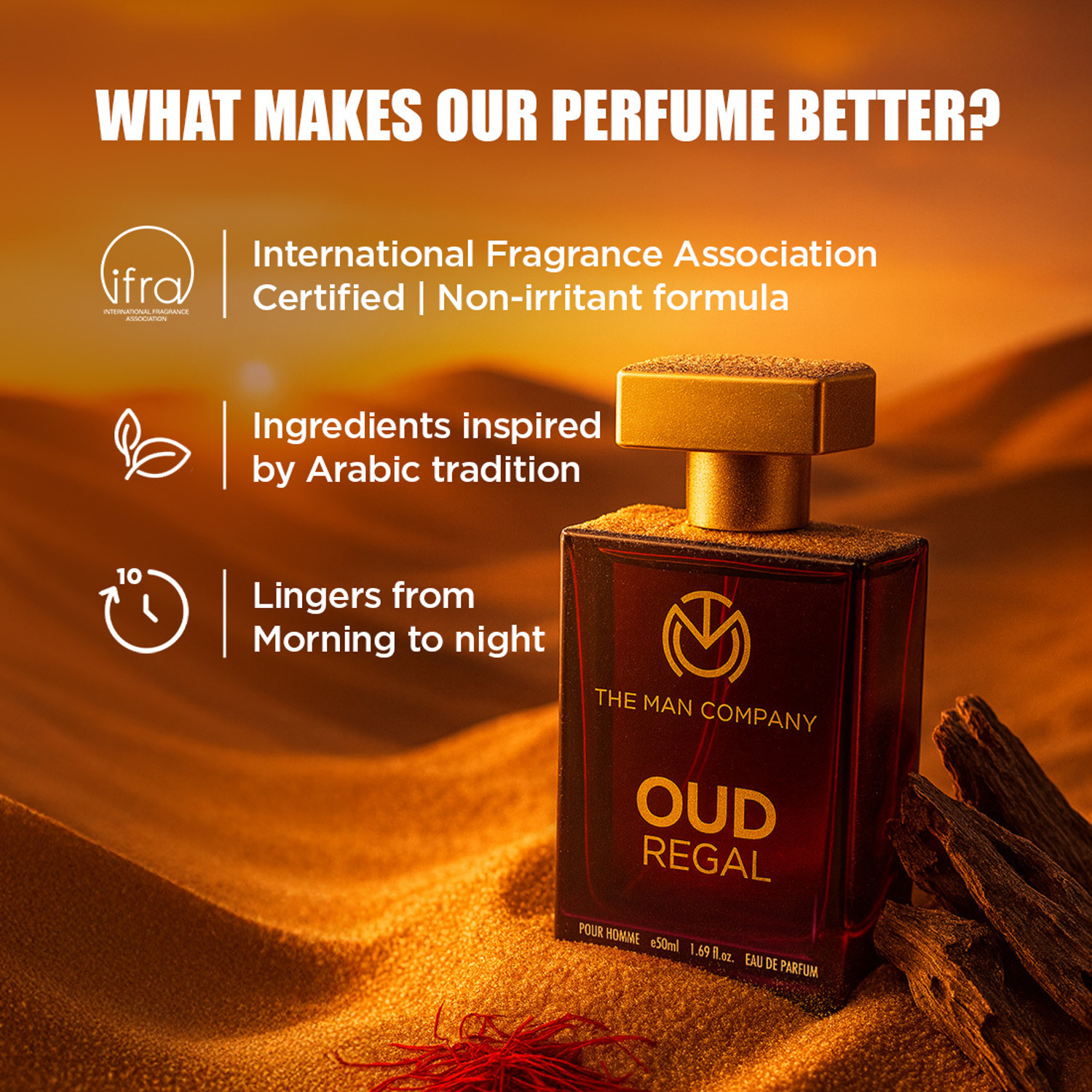 Image of THE MAN COMPANY OUD REGAL Long Lasting Luxury Perfume for Men | Pour Homme | Eau de Parfum - 50 ml