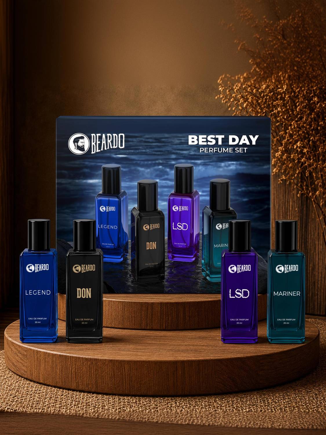 BEARDO Best Day Perfume Gift Set | Strong & Long Lasting|Fresh & Aquatic|Gift 4 x 20 ml Eau de Parfum  -  80 ml