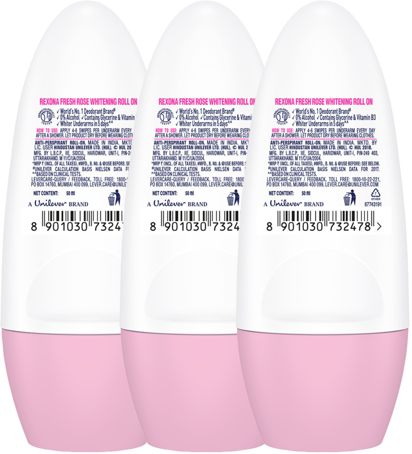 Image of Rexona Whitening Fresh Rose Underarm Roll On Deodorant For Women Roll-on Eau de Parfum - 150 ml