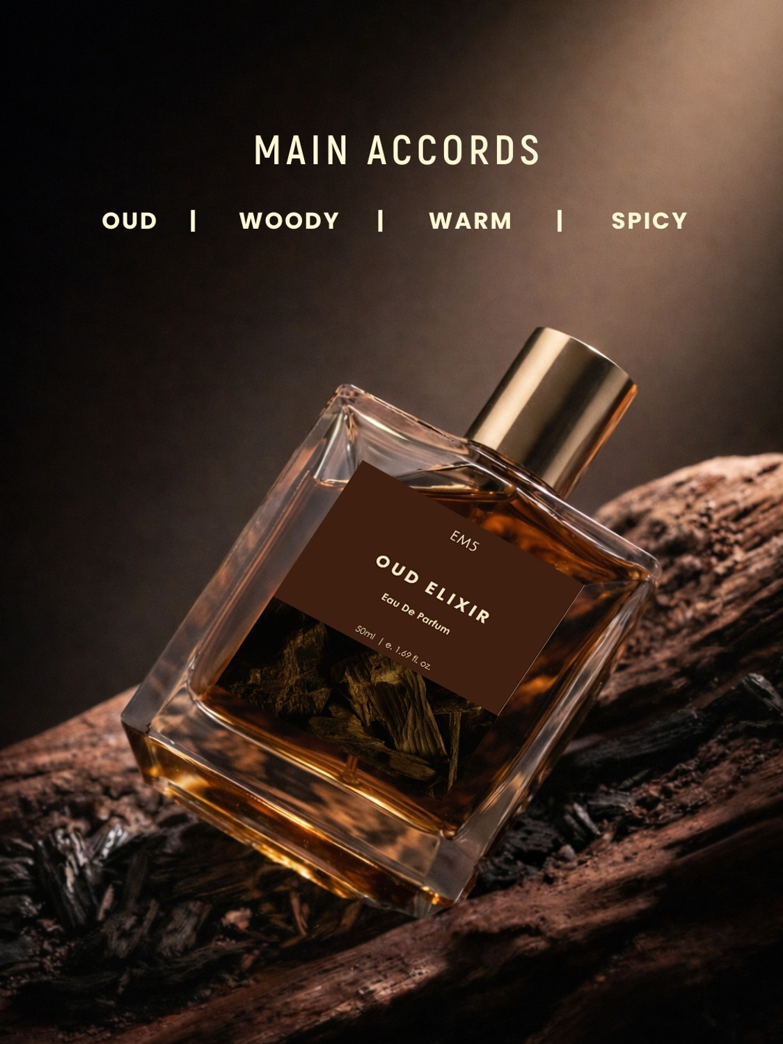 Image of Em5 Oud Elixir EDP Perfume for Men | Warm, Woody, Spicy, Oud Fragrance | Eau de Parfum - 50 ml