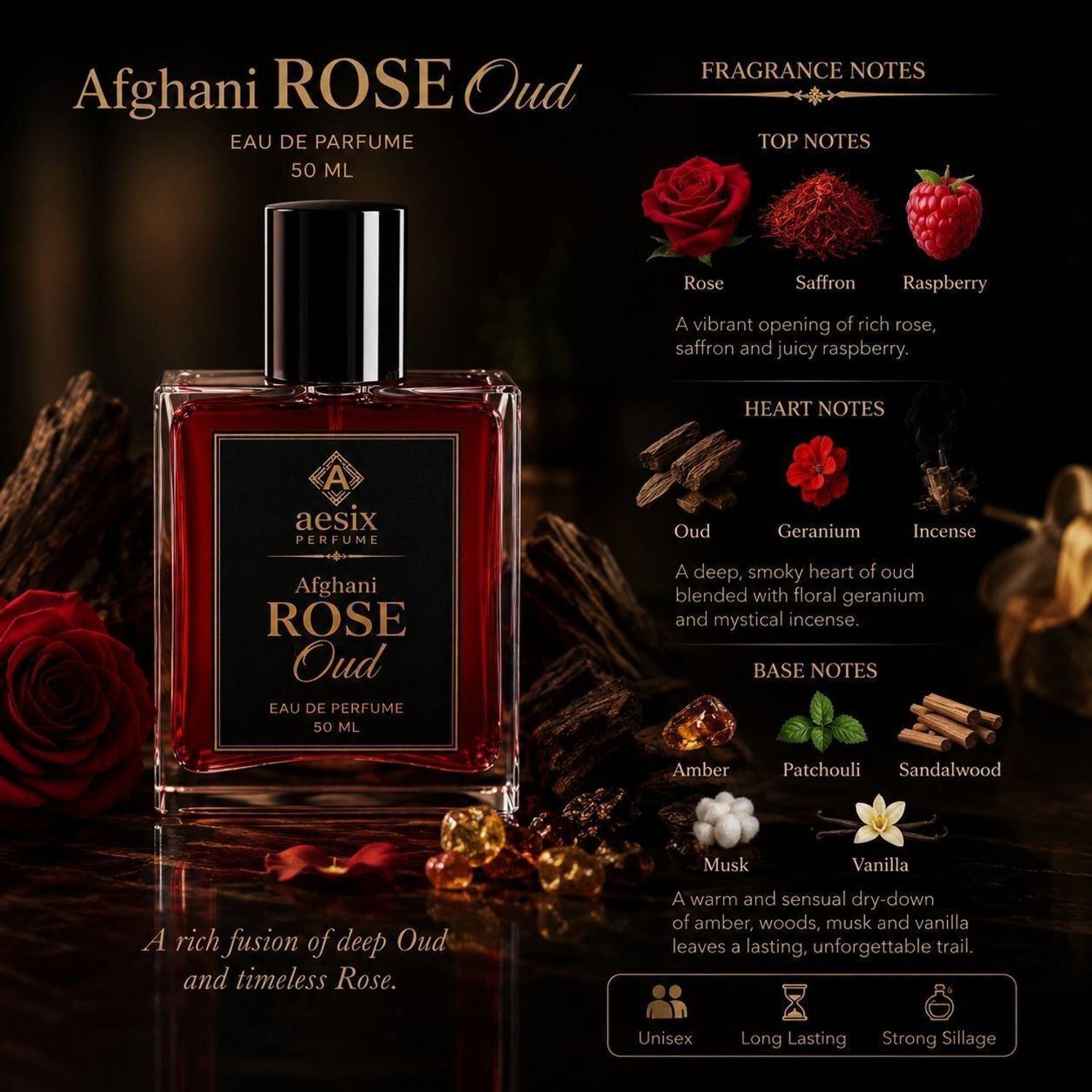 aesix Rose Oud Afghani EDP 50 ml - Image 1
