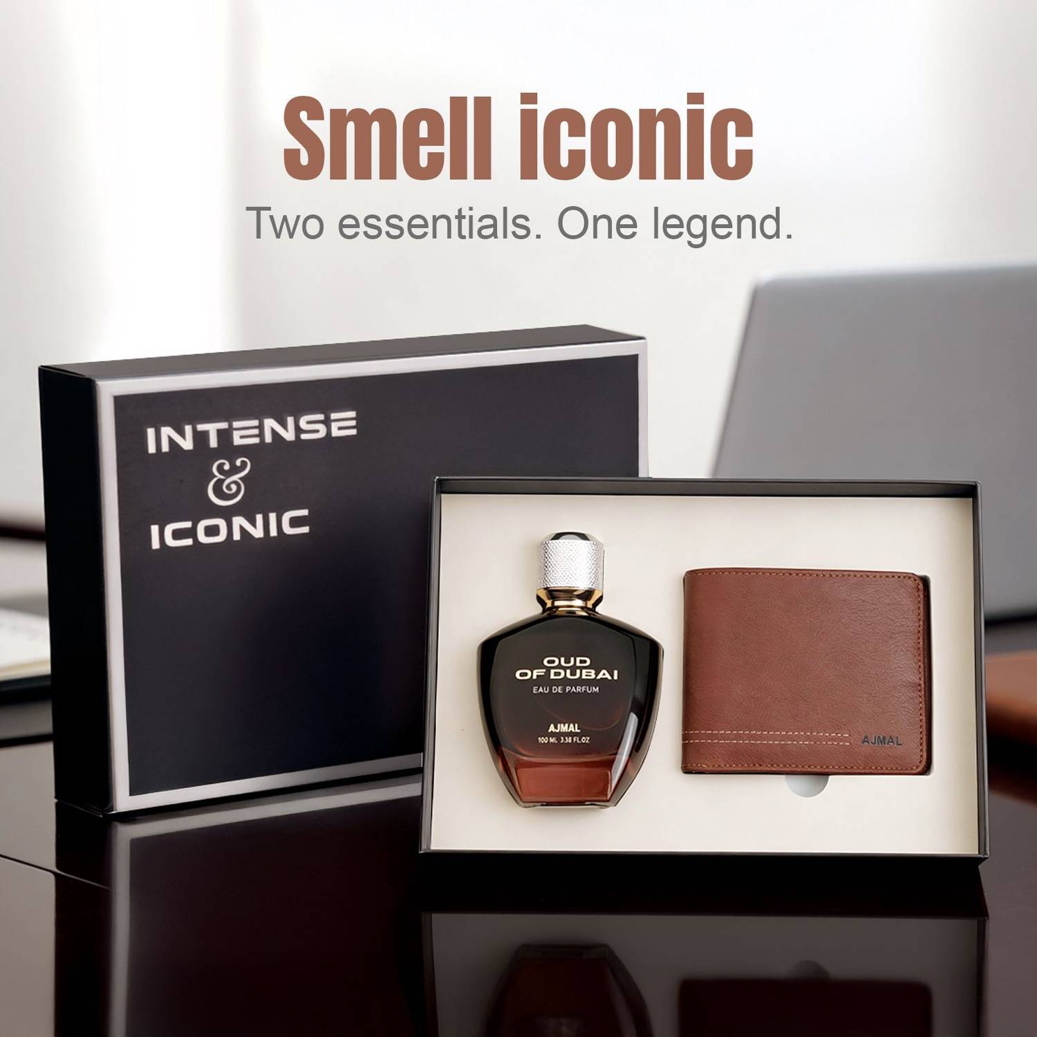 Ajmal Intense & Iconic Oud of Dubai Perfume & Wallet Gift Set - 100 ml - Image 3