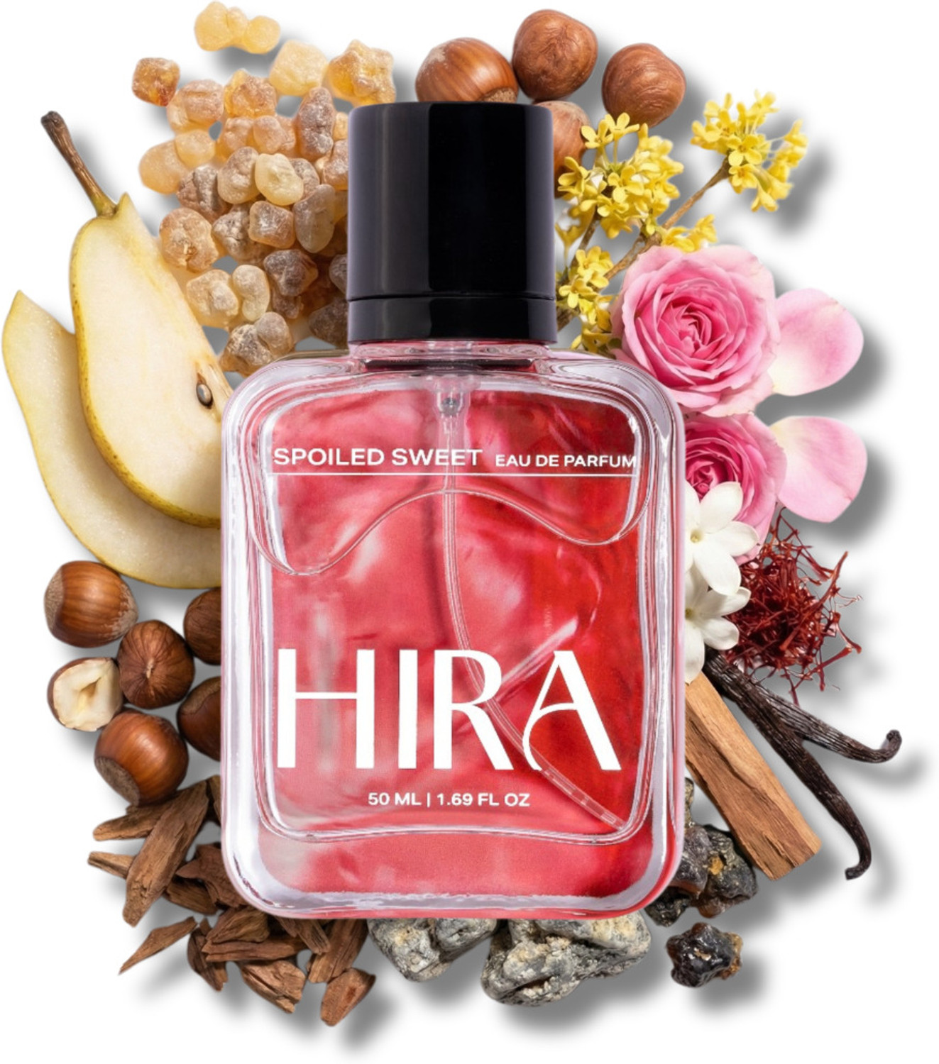 Image of HIRA Spoiled Sweet Long Lasting Perfume with Pear|Hazelnut|Vanilla|Everyday Fragrance Eau de Parfum - 50 ml