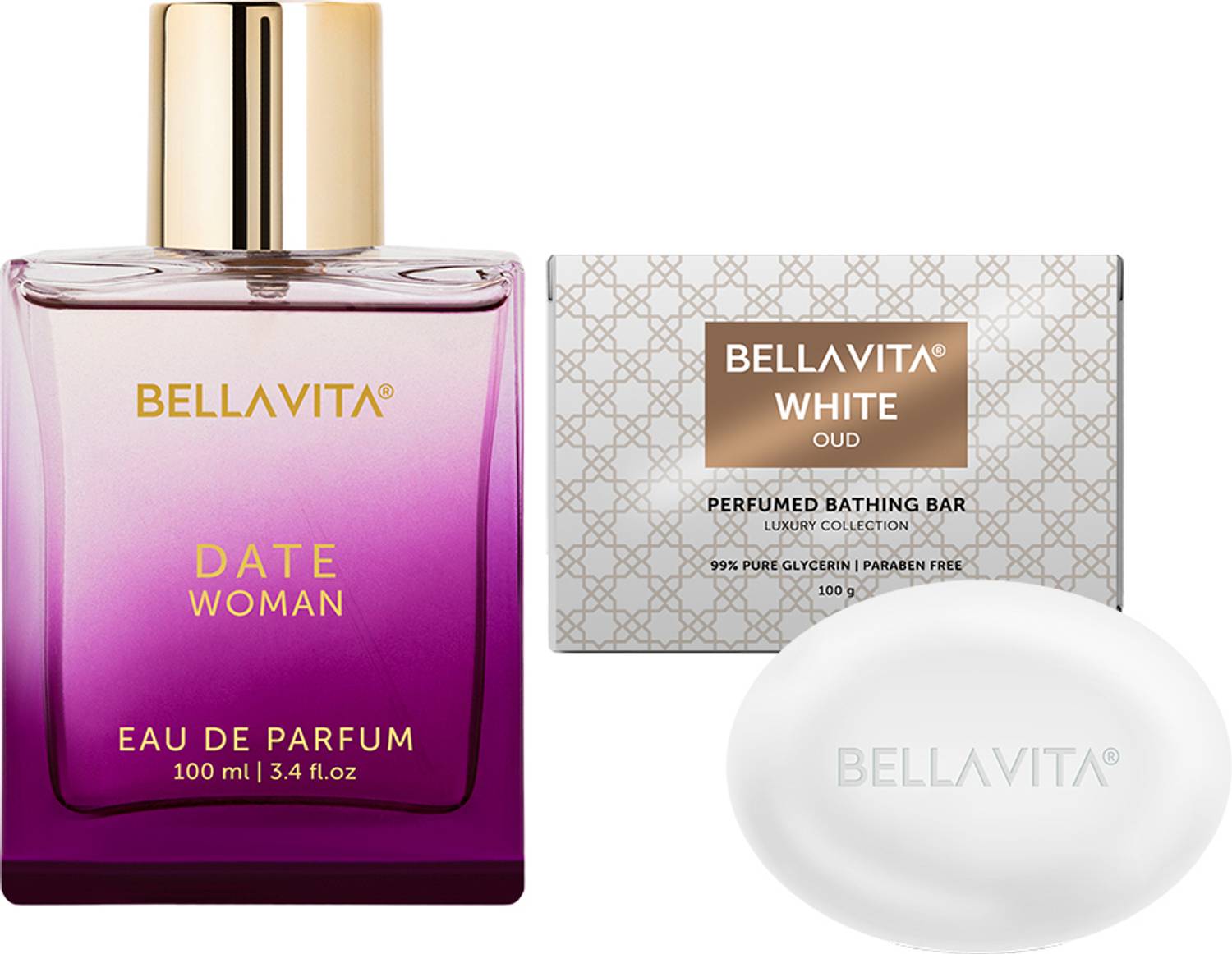 BELLAVITA White Oud Bath Soap + Date Woman Eau De Parfum 100 ml - Image 1