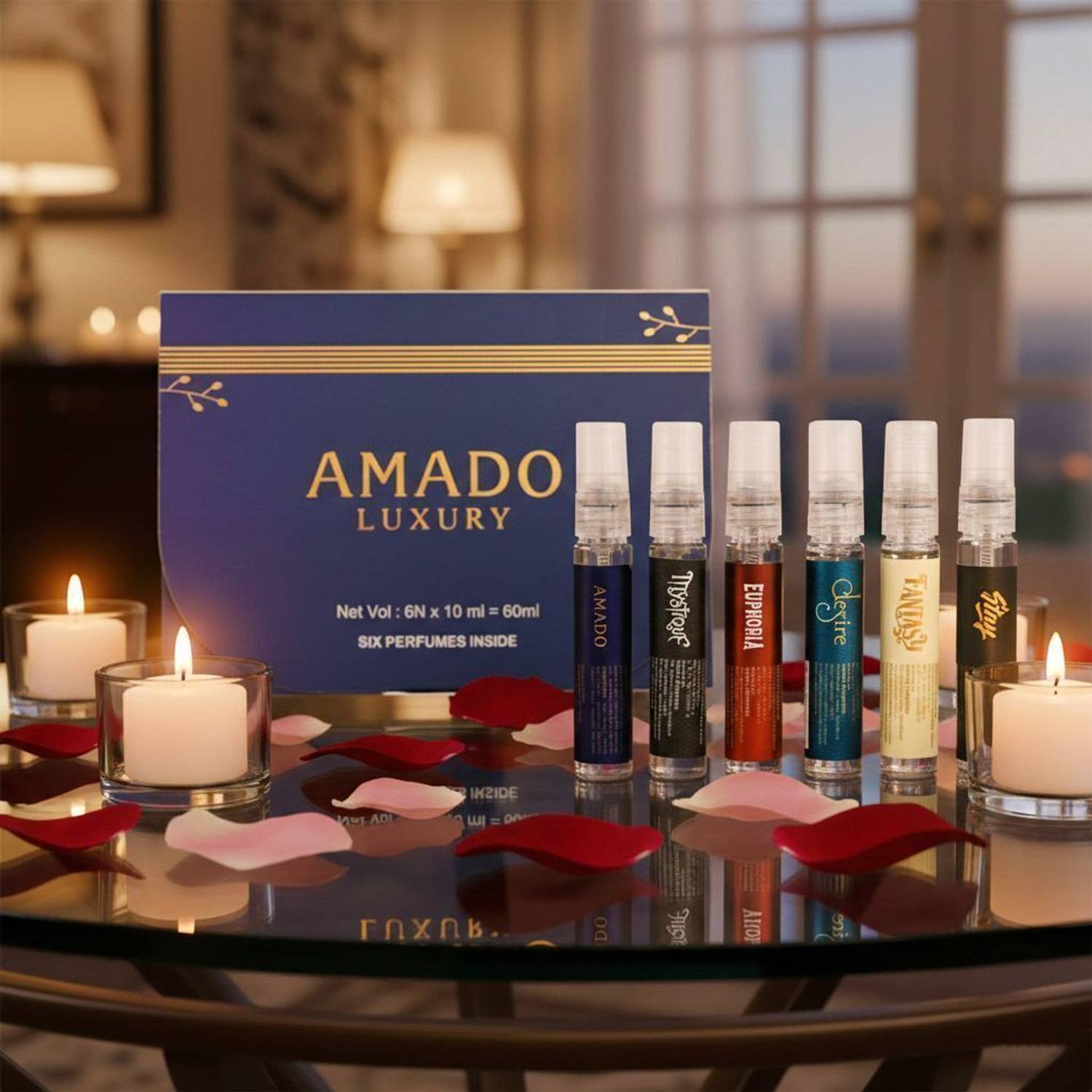 Amado 6 x 10ml Perfumes for Women & Men | All-Day Fragrance Combo Eau de Parfum  -  60 ml