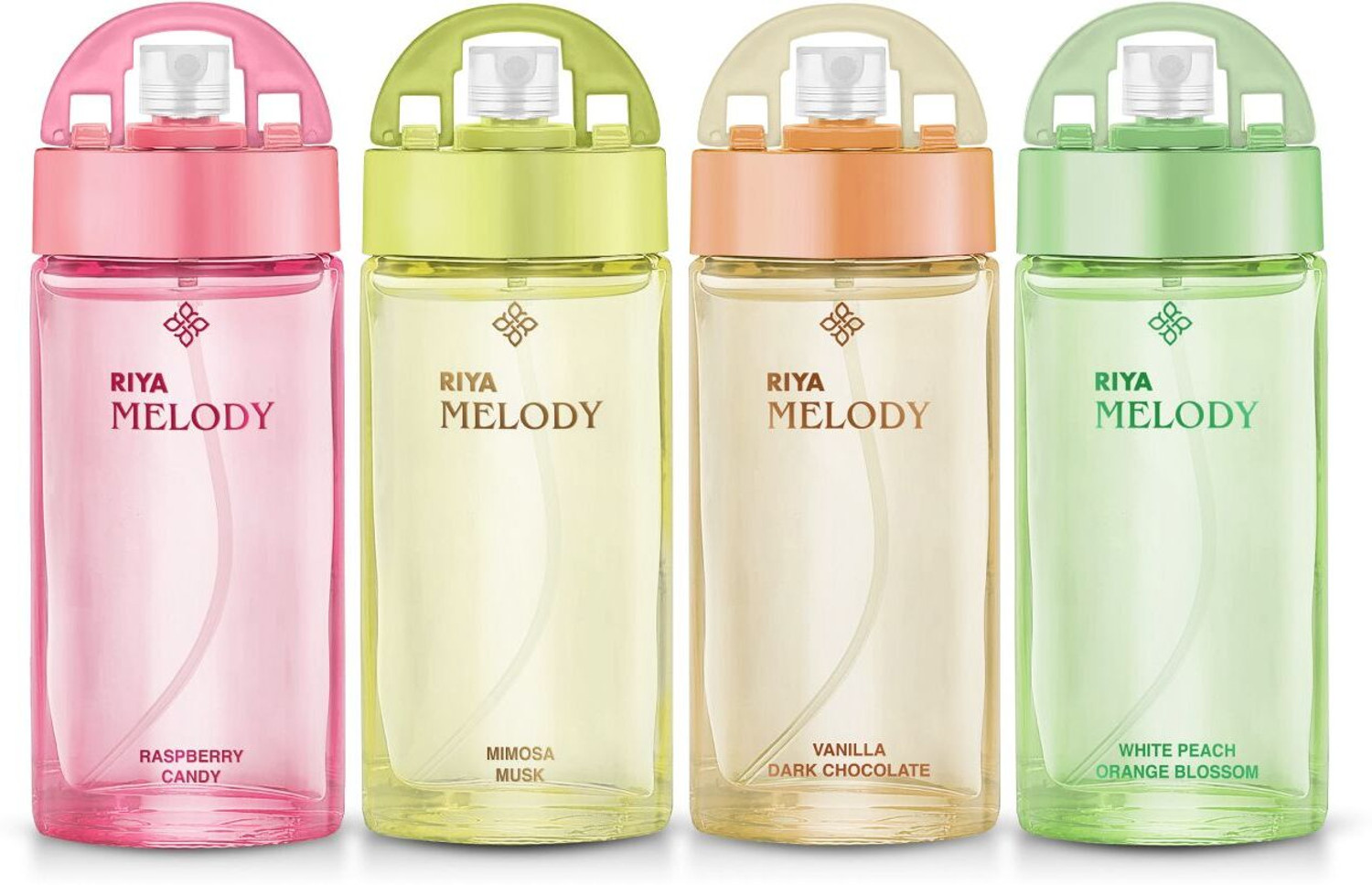 Image of RIYA Melody Set of 4 Perfume ( Raspberry, Mimosa, Vanilla and White Peach) 30 ML Each Eau de Parfum - 120 ml