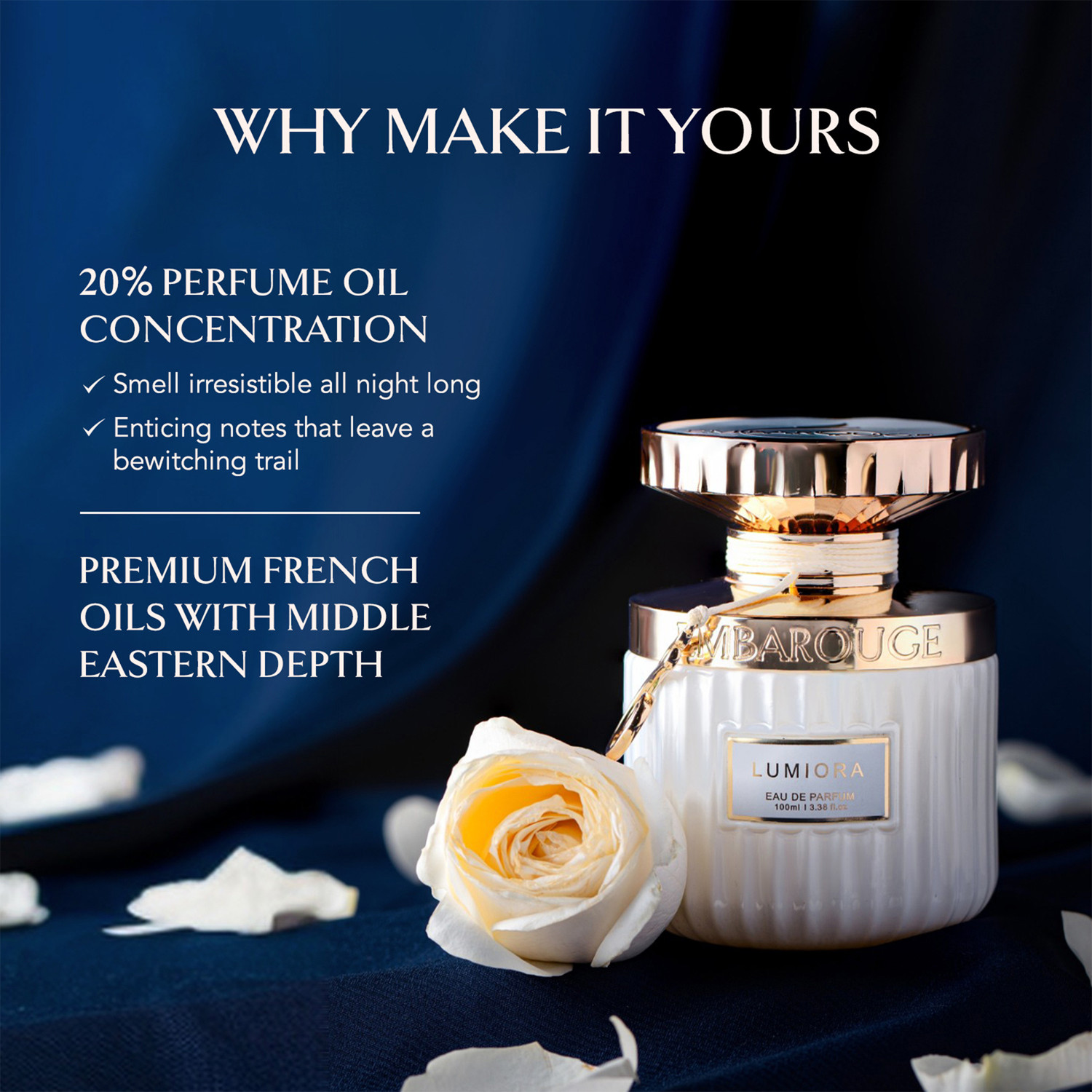 Image of Embarouge Lumiora Long Lasting Dubai Perfume |Floral, Oud & Woody Jasmine Fragrance Eau de Parfum - 100 ml